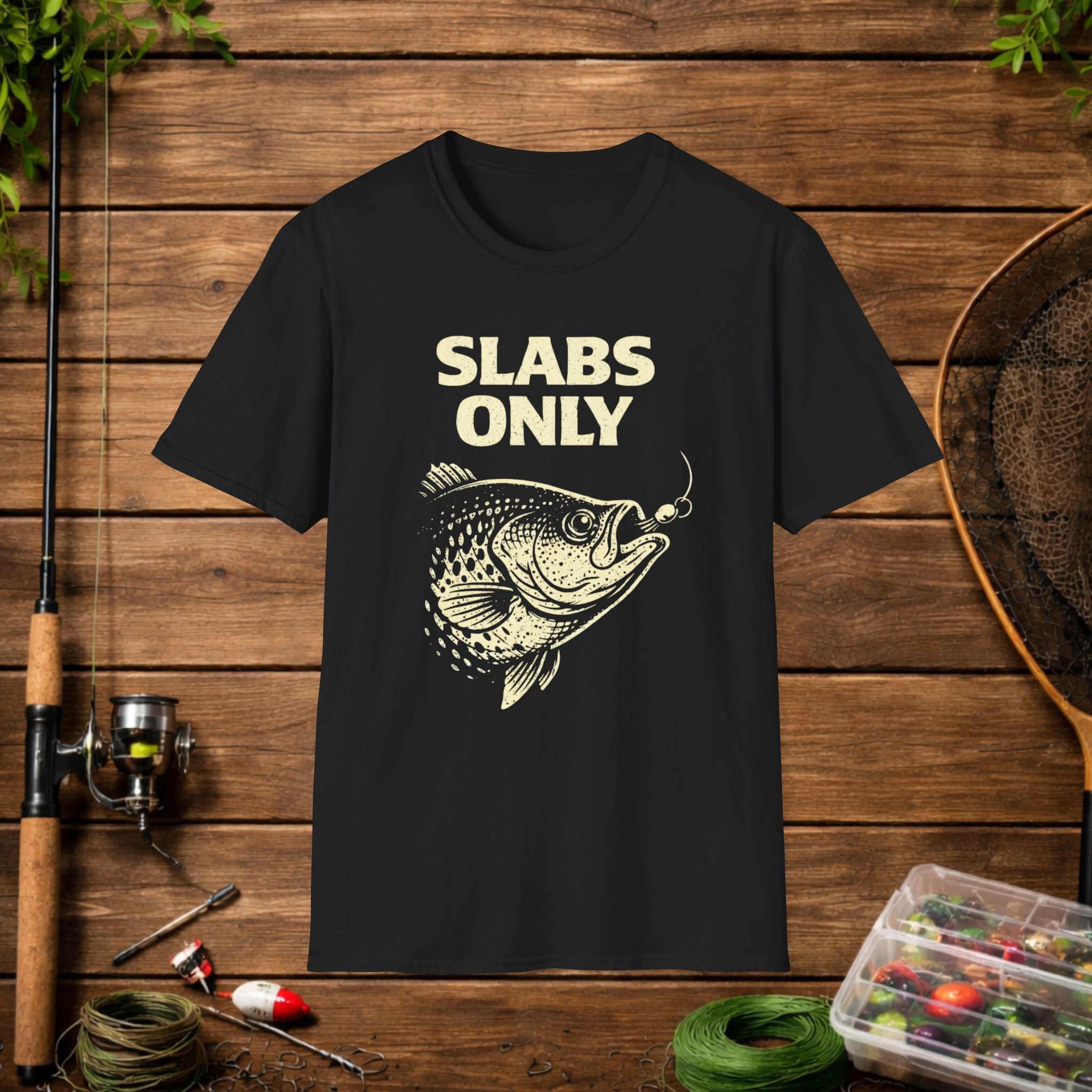 Slabs Only Crappie Fishing Shirt – Minimal Crappie Head Jig Tee – Funny Crappie Angler Shirt – Fisherman Gift