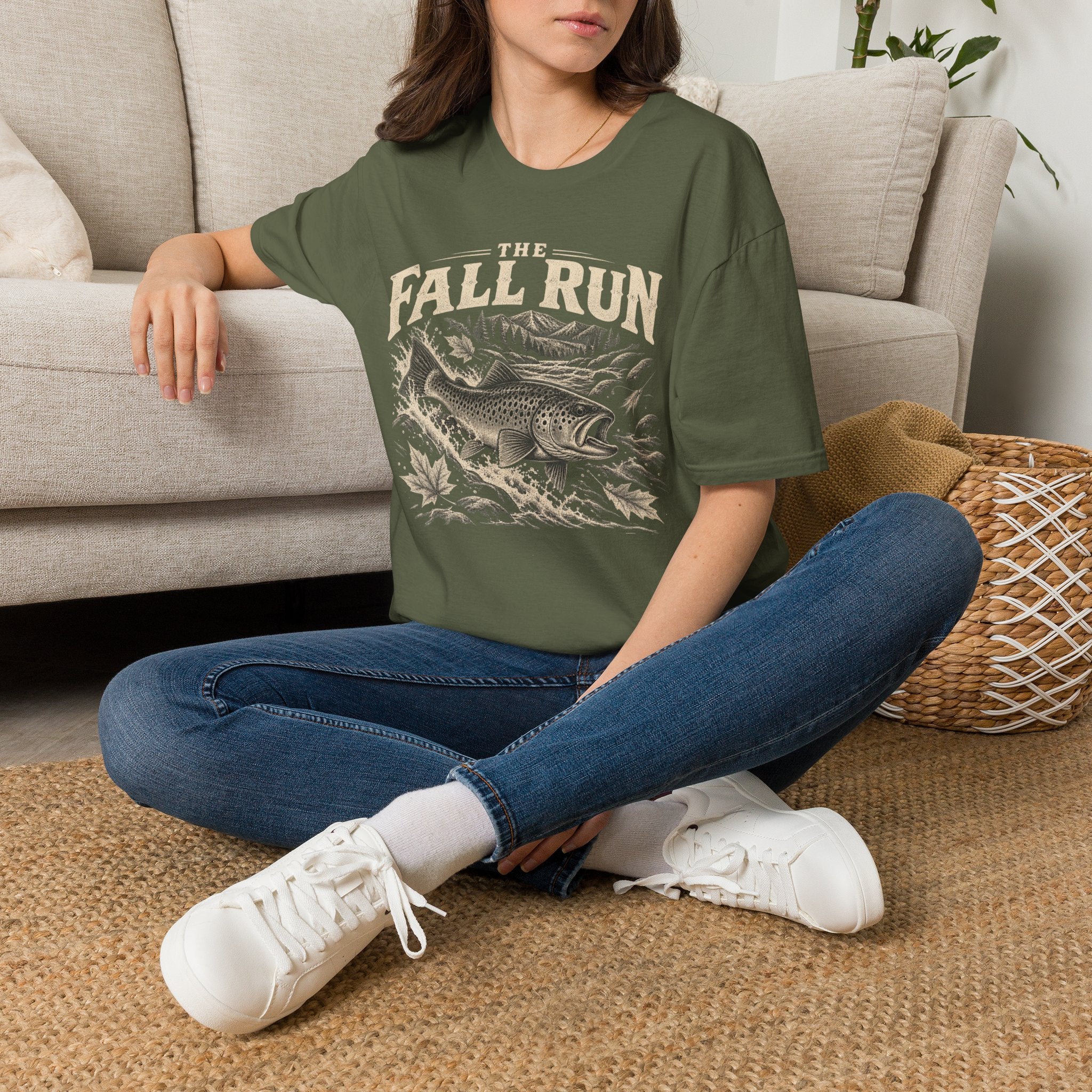 The Fall Run Fishing T-Shirt — Vintage Trout Design