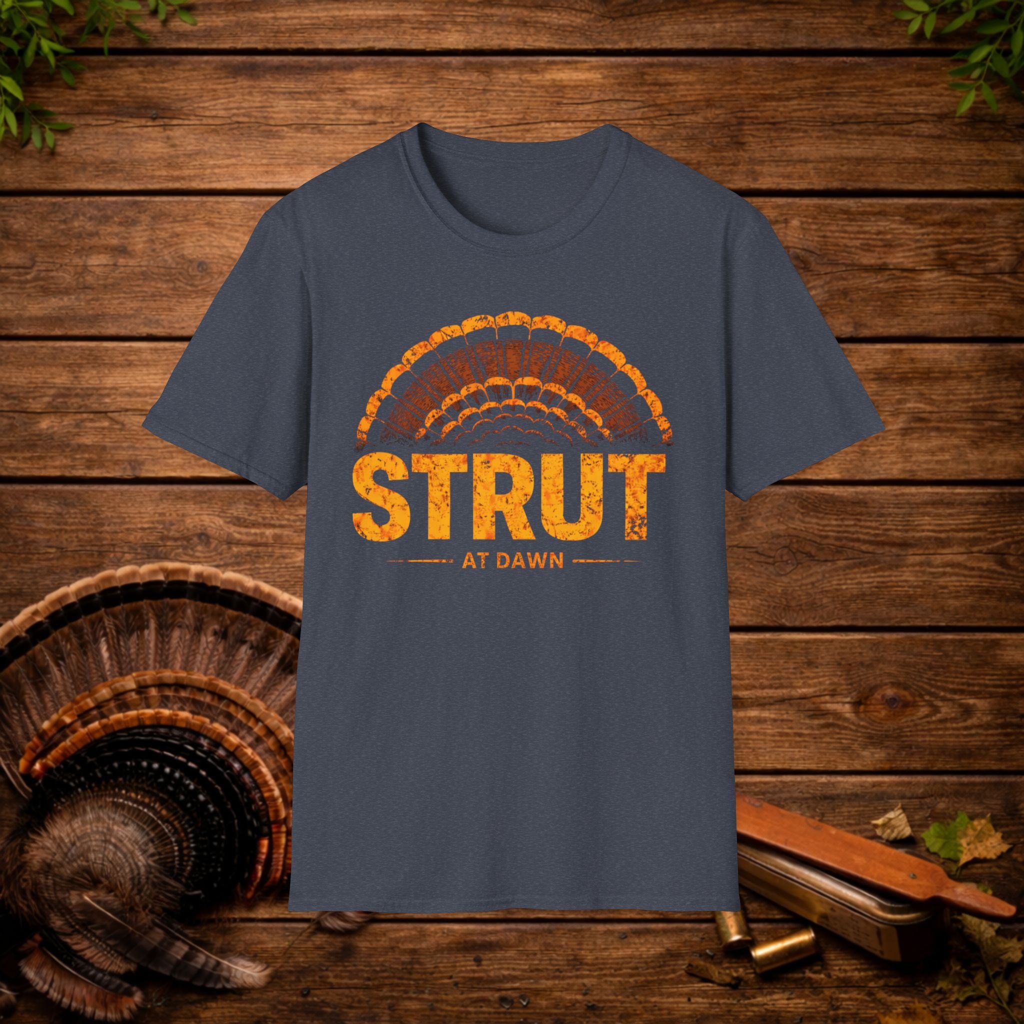 Strut at Dawn Turkey Hunting Shirt – Minimal Gobbler Tail Tee – Spring Turkey Season Hunter Shirt – Vintage Hunting Apparel