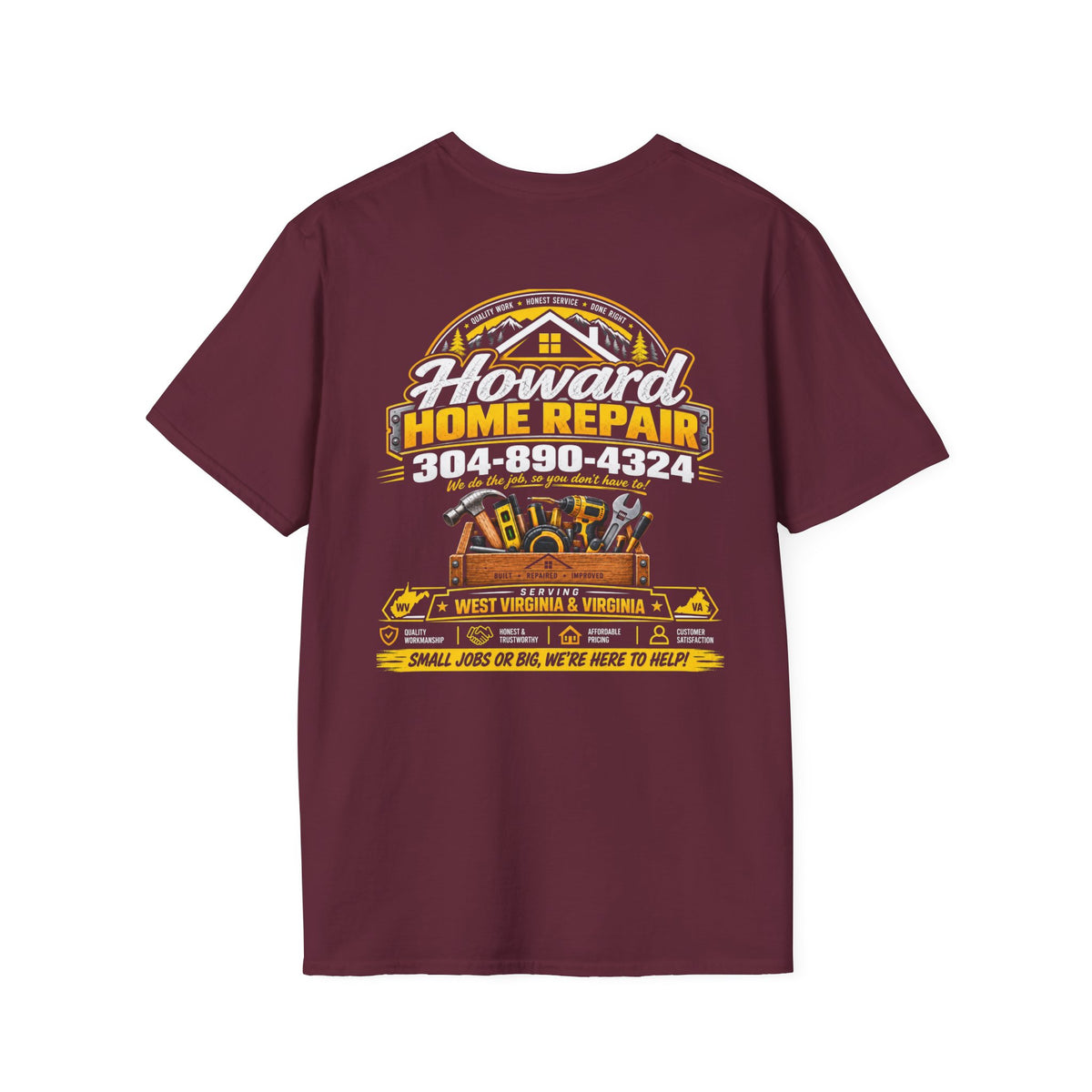 Home Repair Logo T‑Shirt — Howard Home Repair Branded Tee with Phone Number