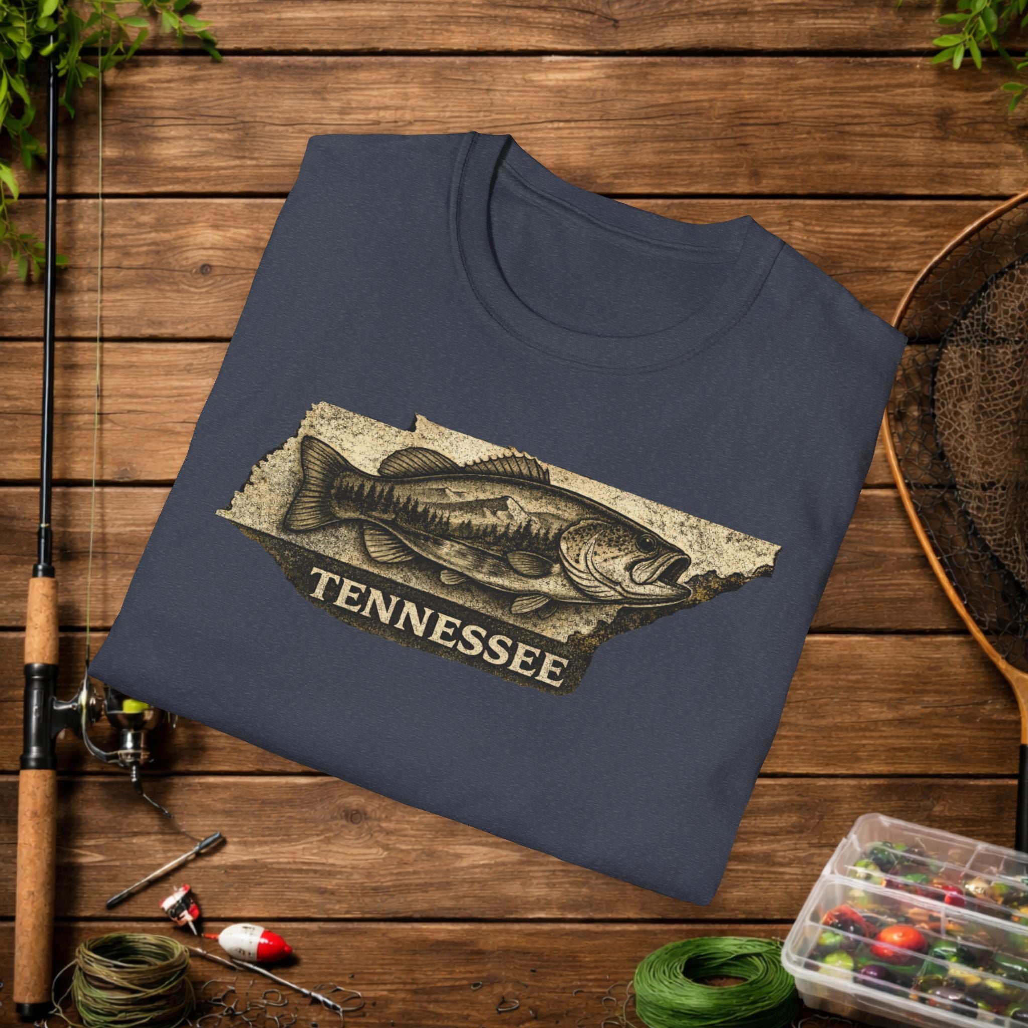 Tennessee Bass Fishing Shirt – Vintage Tennessee Angler Tee – Largemouth Bass State Pride Fishing Apparel – Fisherman Gift