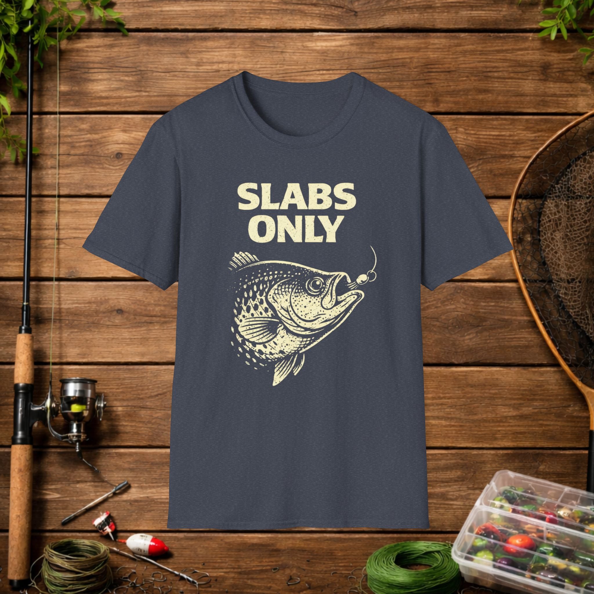 Slabs Only Crappie Fishing Shirt – Minimal Crappie Head Jig Tee – Funny Crappie Angler Shirt – Fisherman Gift