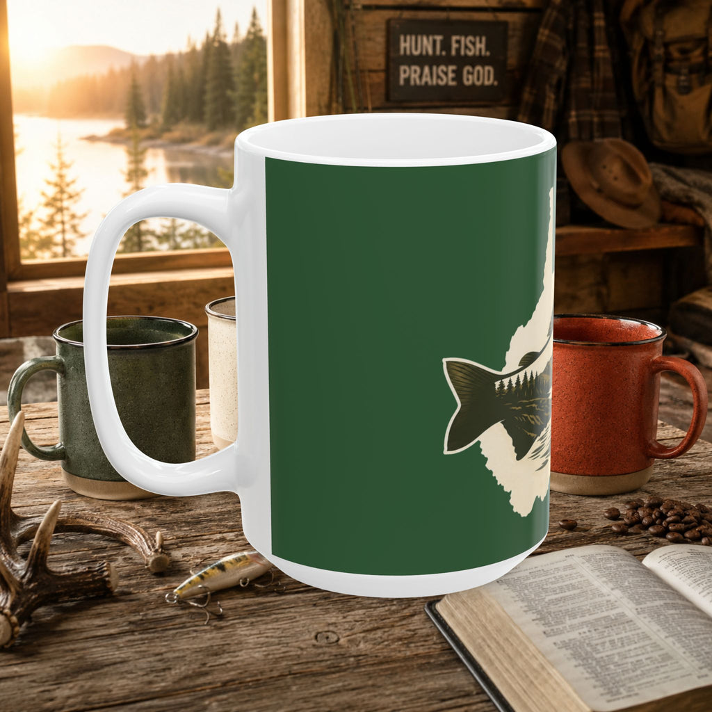 West Virginia Nature Mug — State Silhouette with Mountain & River Scene (11oz/15oz)
