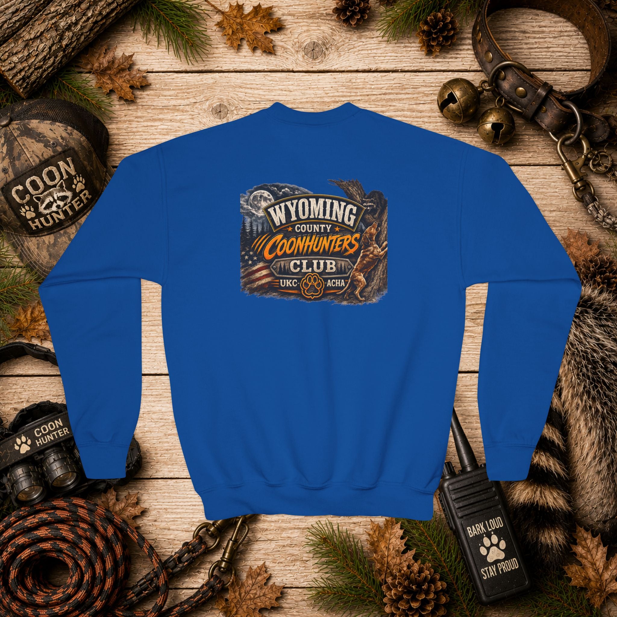 Youth Crewneck Sweatshirt — Wyoming County Coonhunters Club Graphic Pullover