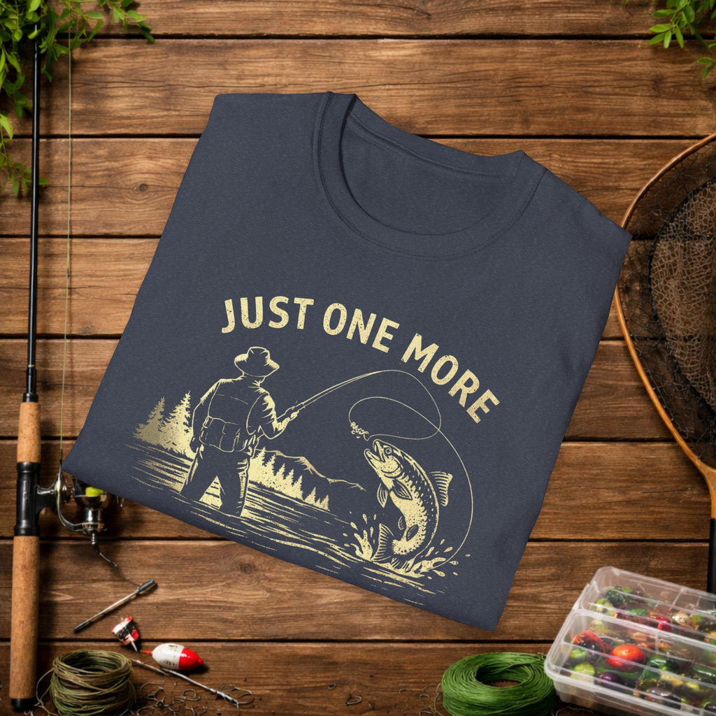 Fishing T-Shirt — "Just One More Cast" Vintage Angler Tee