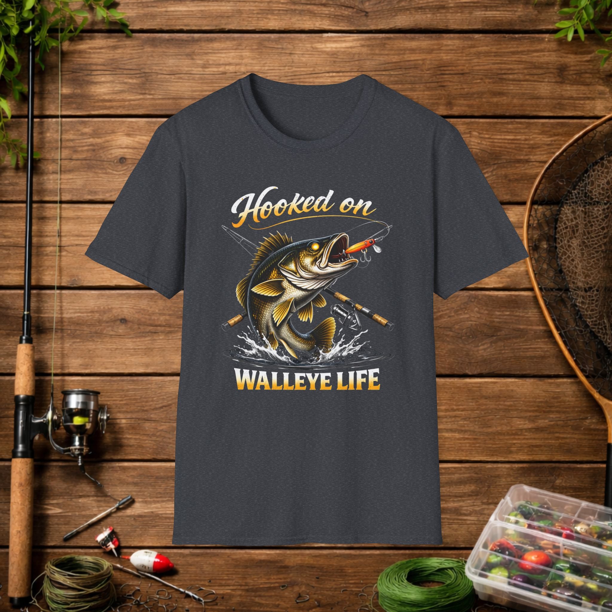 Hooked on Walleye Life Fishing Shirt – Walleye Angler Tee – Funny Walleye Fishing Apparel – Fisherman Gift