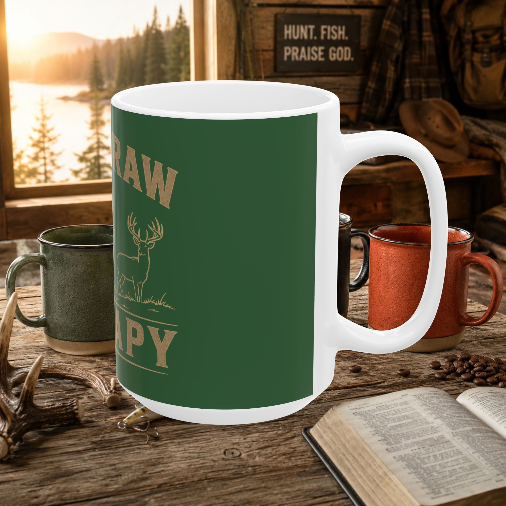 Full Draw Therapy Hunting Mug — Archery Coffee Cup (11oz, 15oz)