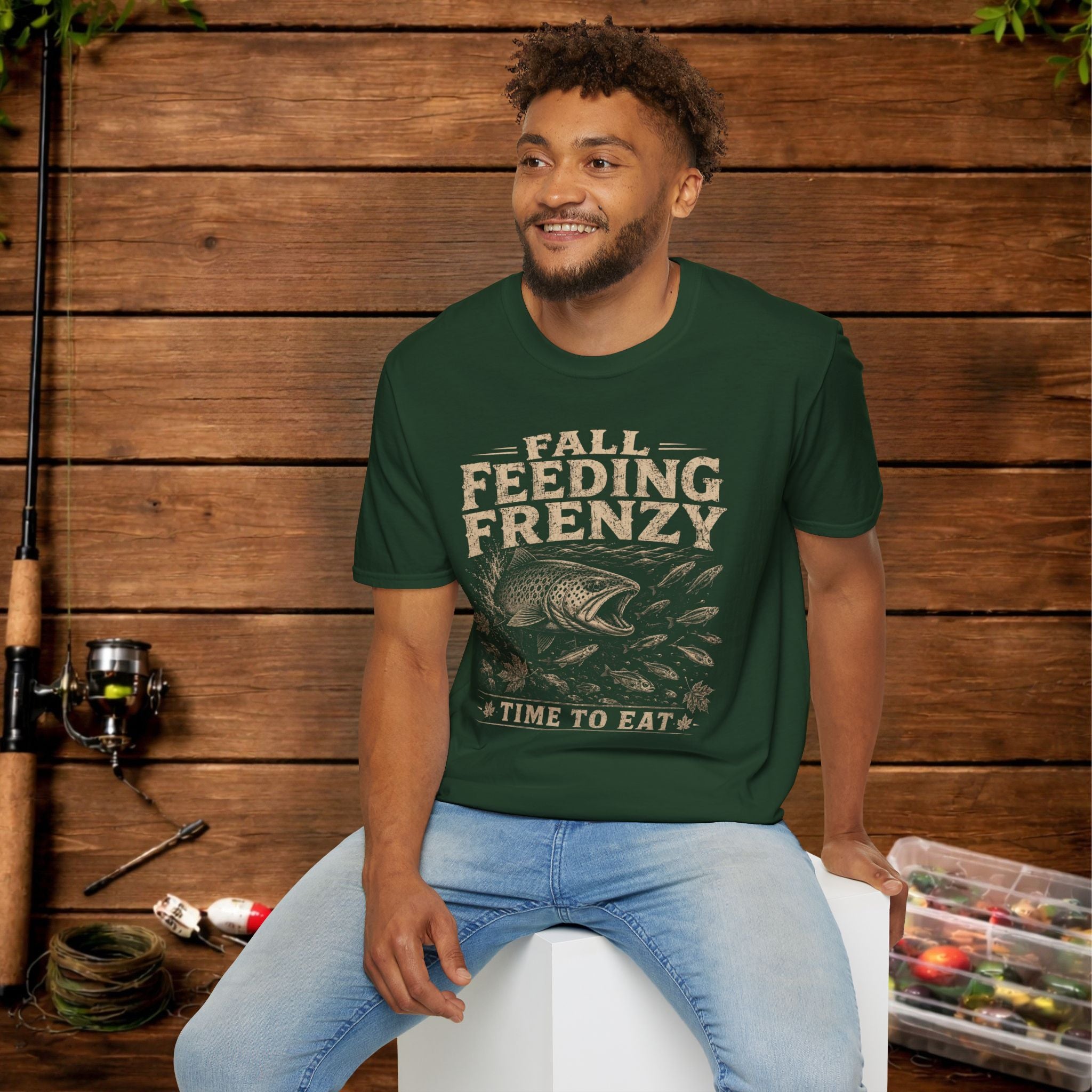 Fall Feeding Frenzy Fishing T‑Shirt — Time to Eat Angler Tee