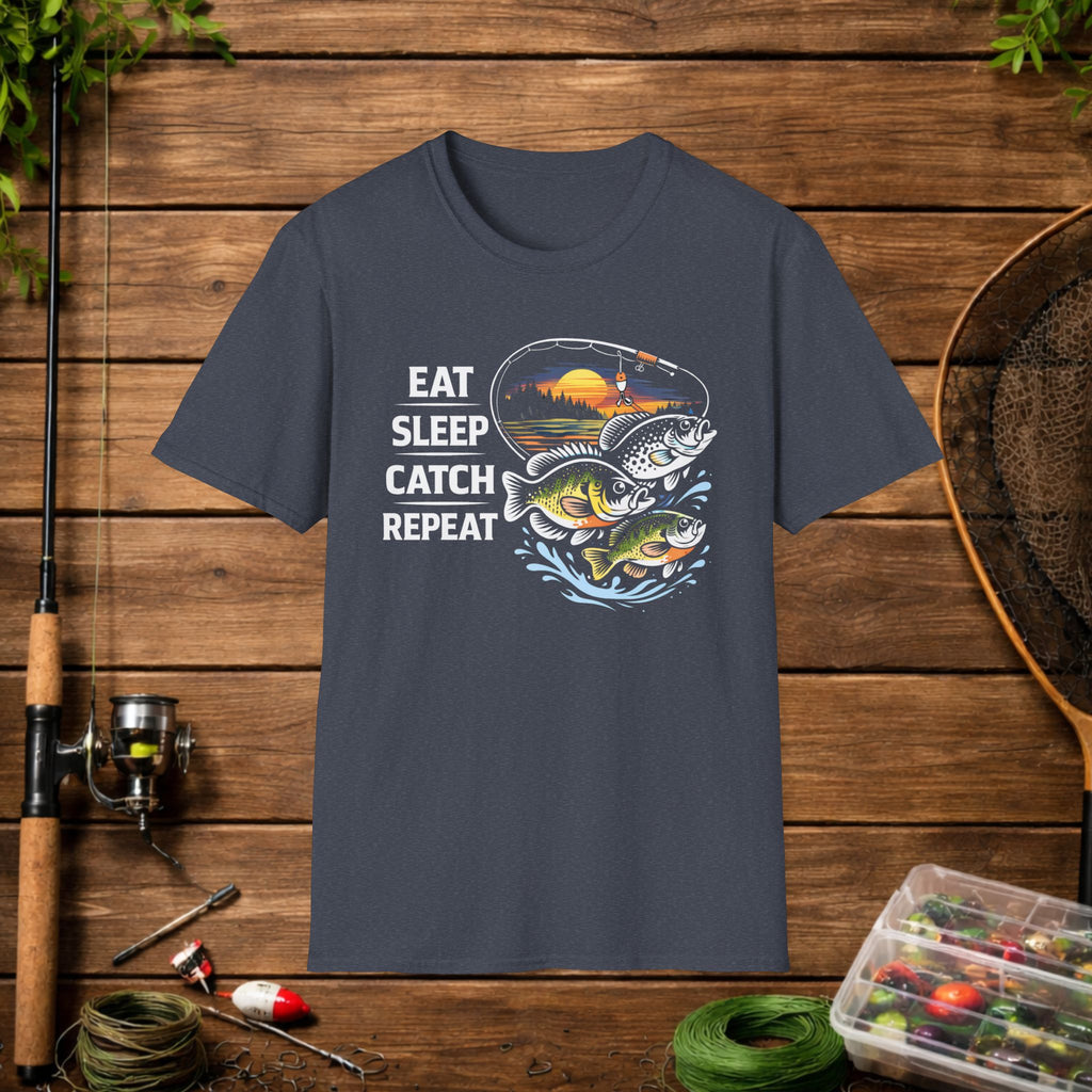 Eat Sleep Catch Repeat Panfish Fishing T-Shirt – Bluegill Crappie Sunfish Angler Tee