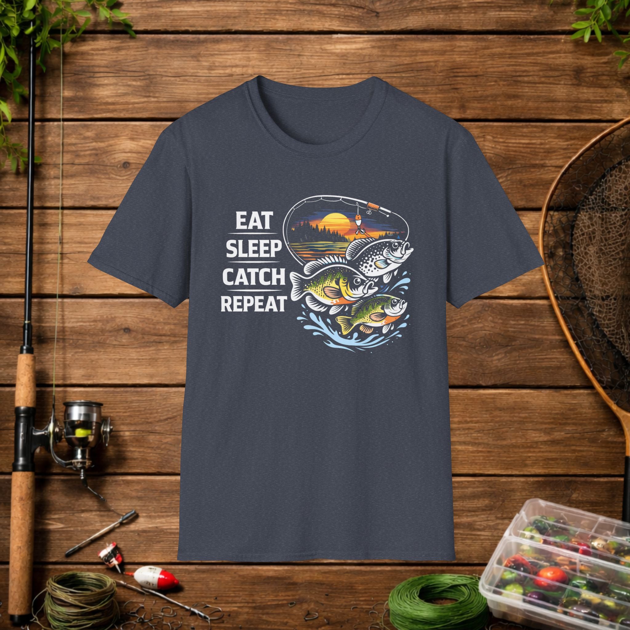 Eat Sleep Catch Repeat Panfish Fishing T-Shirt – Bluegill Crappie Sunfish Angler Tee