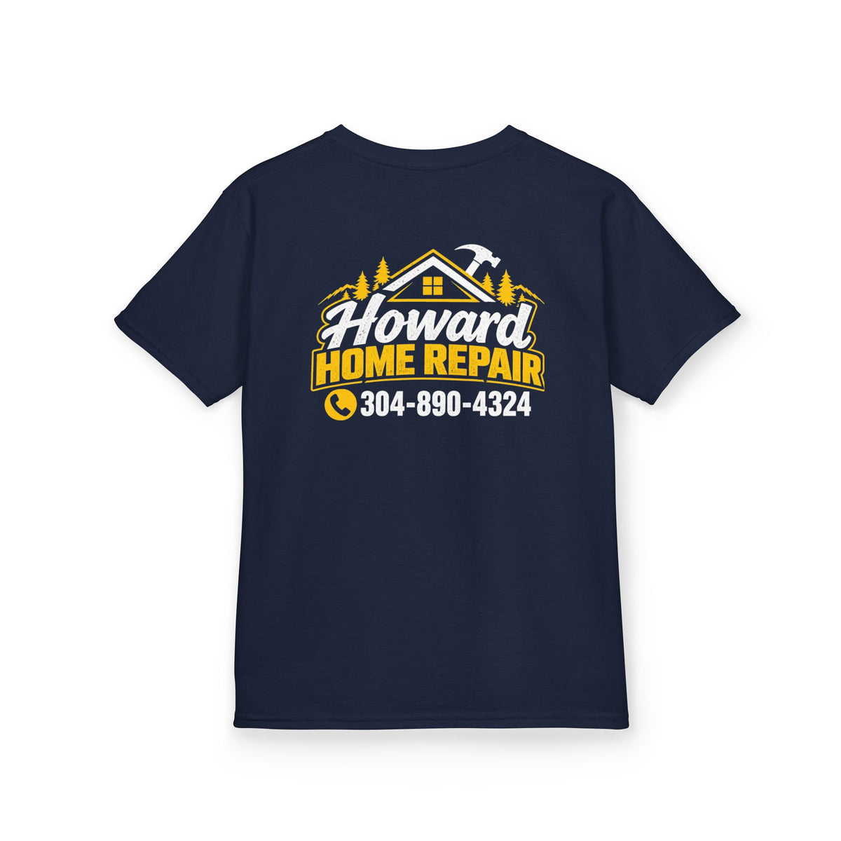 Kids Tee — "Howard Home Repair" Logo Back | Kids Workwear T‑Shirt, Phone Number