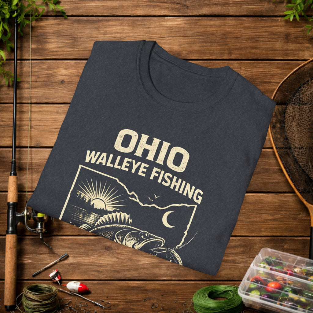 Ohio Walleye Fishing Shirt – Vintage Ohio Angler Tee – Lake Erie Walleye Fishing Apparel – Fisherman Gift