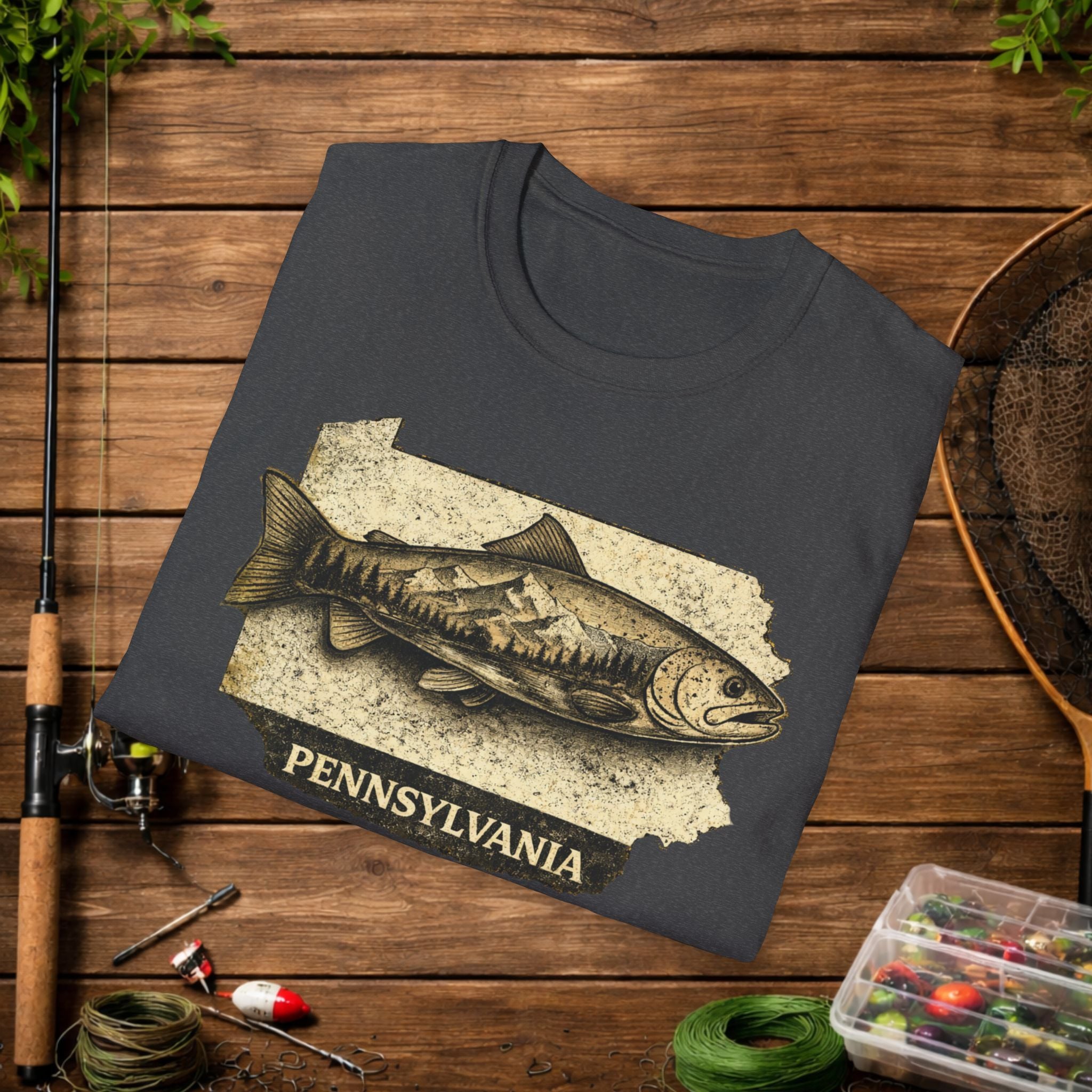 Pennsylvania Trout Fishing Shirt – Vintage PA Trout Angler Tee – Fly Fishing Apparel – Keystone State Fisherman Gift