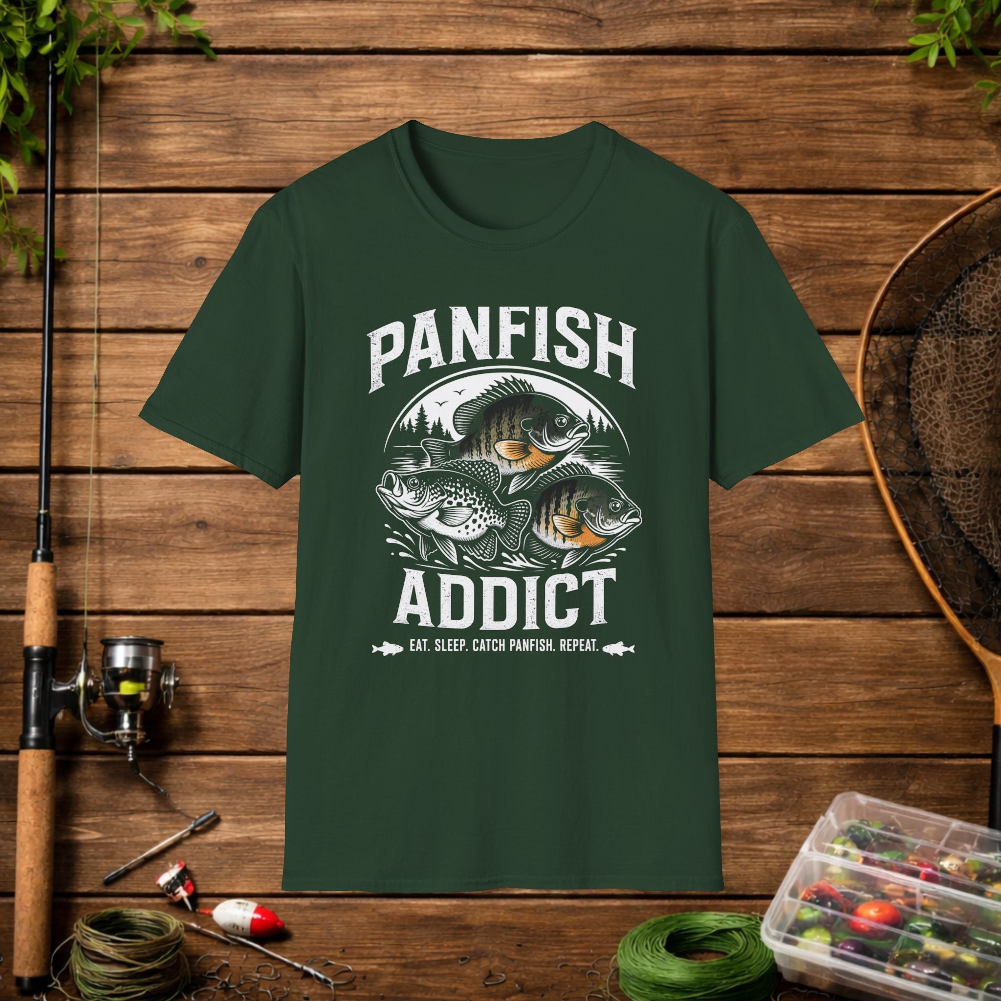 Panfish Addict Fishing T-Shirt – Bluegill Crappie Sunfish Angler Tee
