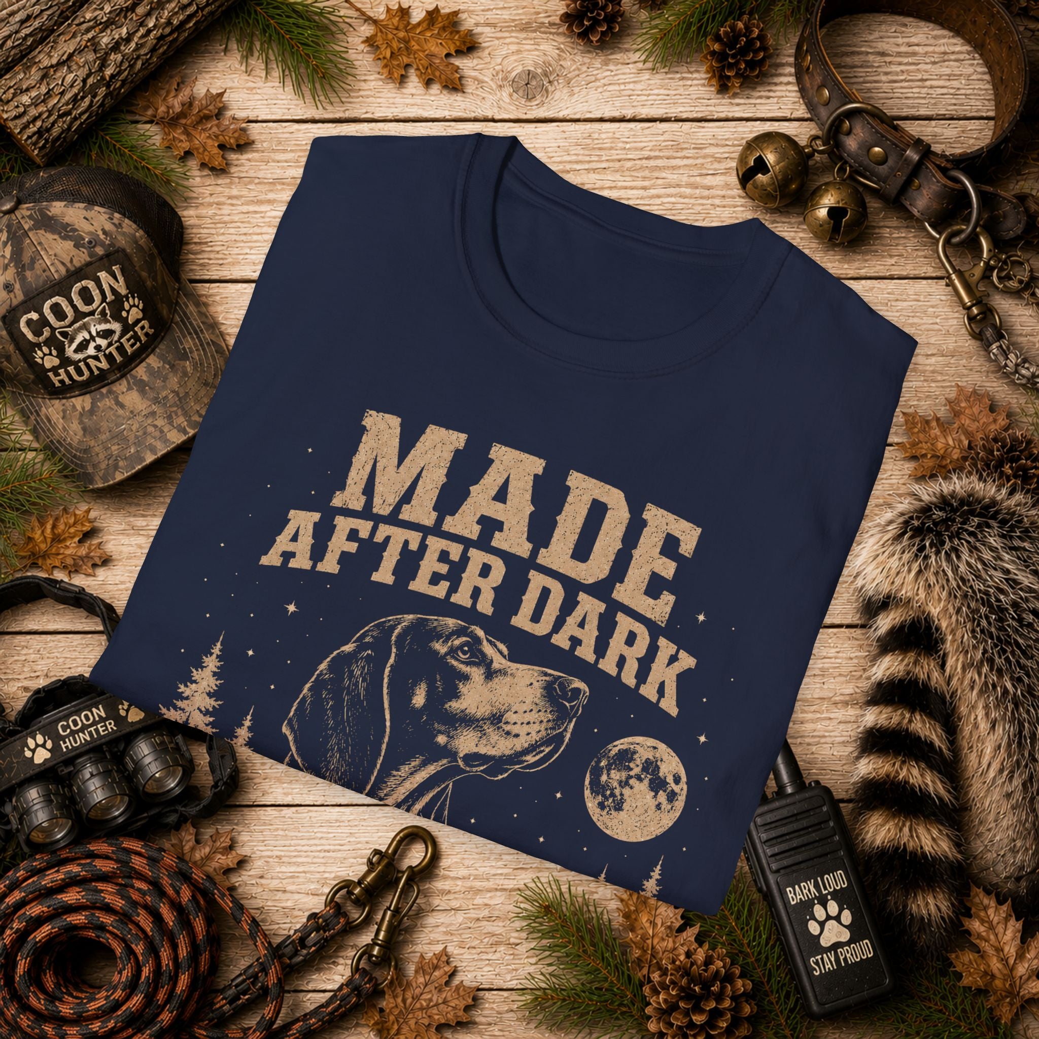 Made After Dark Coonhunter T-Shirt | Vintage Night Hunting Coonhound Tee | Wild Wonderful Wear