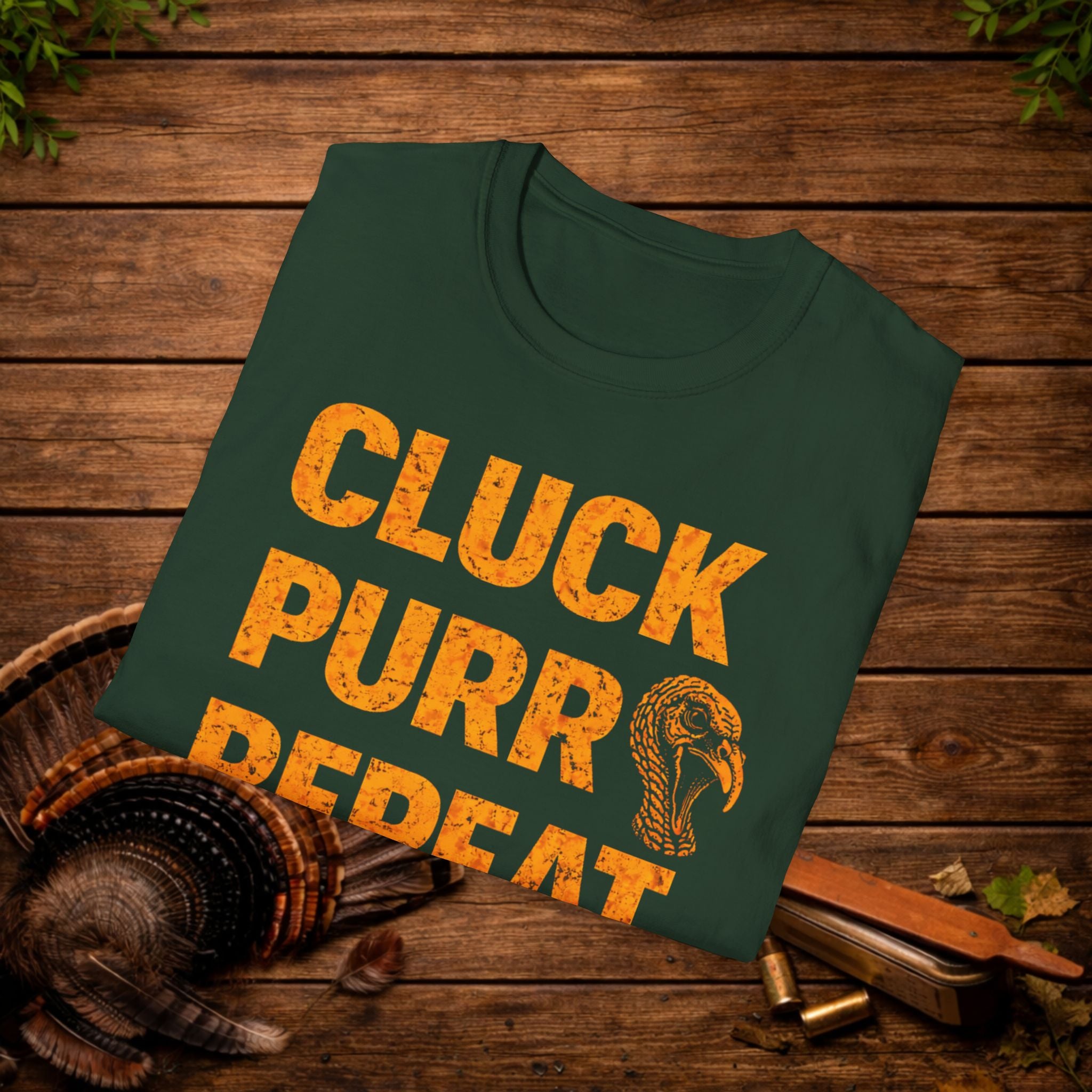 Cluck Purr Repeat Turkey Hunting Shirt – Turkey Calling Tee – Spring Turkey Season Hunter Shirt – Gobbler Hunting Apparel