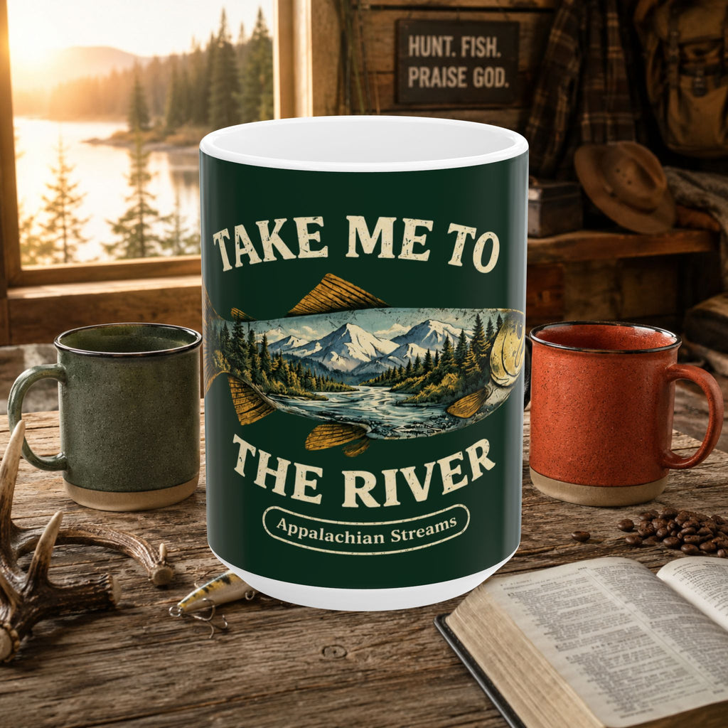Take Me to the River Ceramic Mug — Appalachian Streams Fishing Coffee Cup