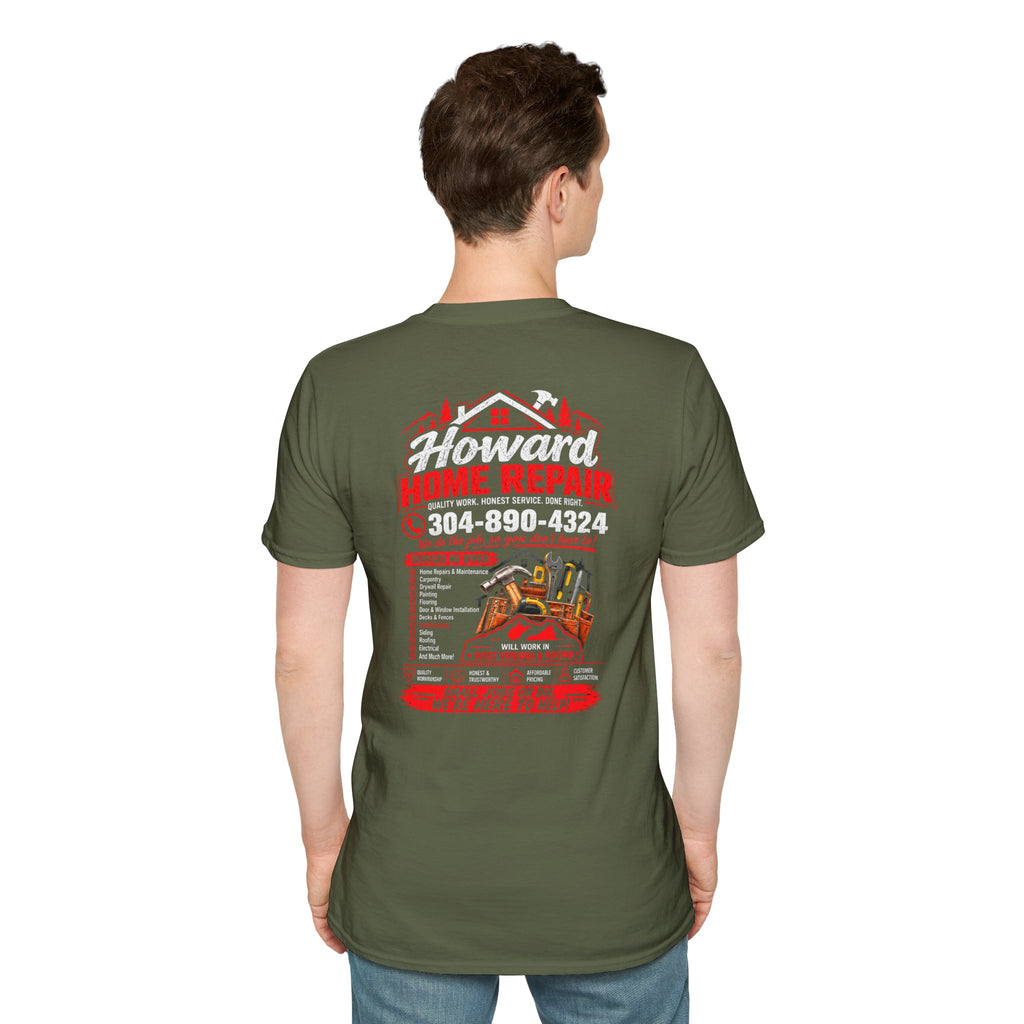 Home Repair T-Shirt — Howard Home Repair Crew Tee with Phone Number