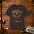 Mothman Bigfoot Fishing Graphic T-Shirt — Retro Cryptid Design (Mothman)