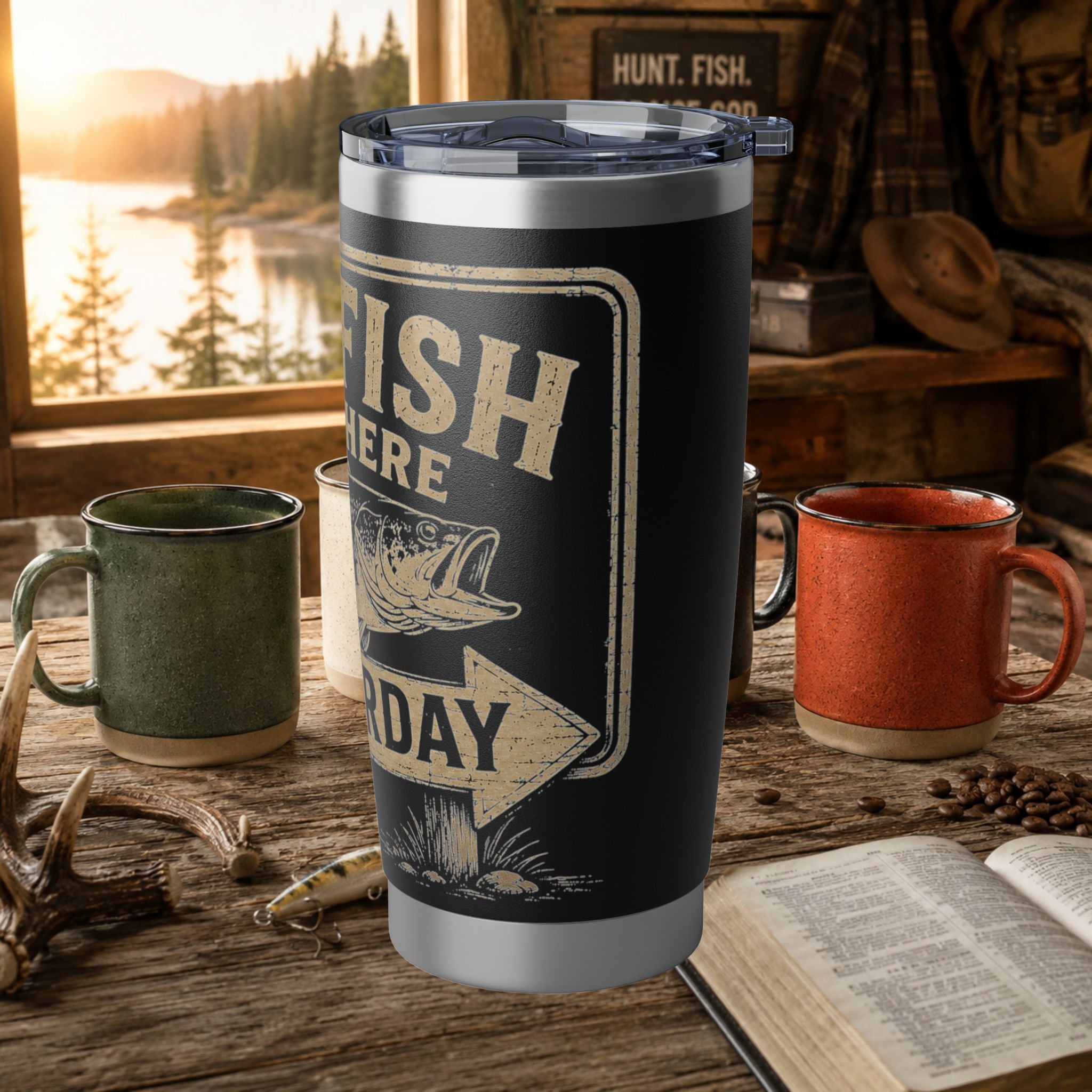 Fishing Tumbler – "The Fish Were Here Yesterday" 20oz Insulated Travel Cup