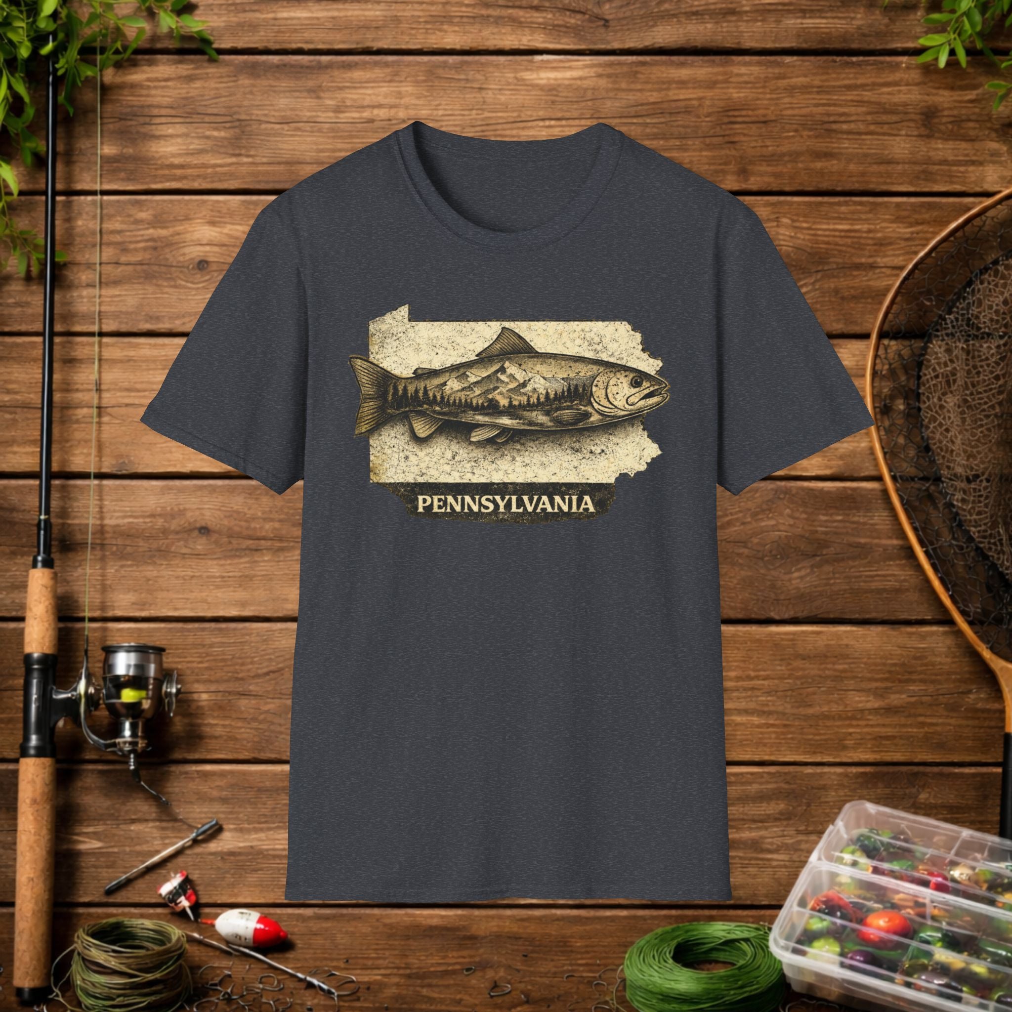 Pennsylvania Trout Fishing Shirt – Vintage PA Trout Angler Tee – Fly Fishing Apparel – Keystone State Fisherman Gift