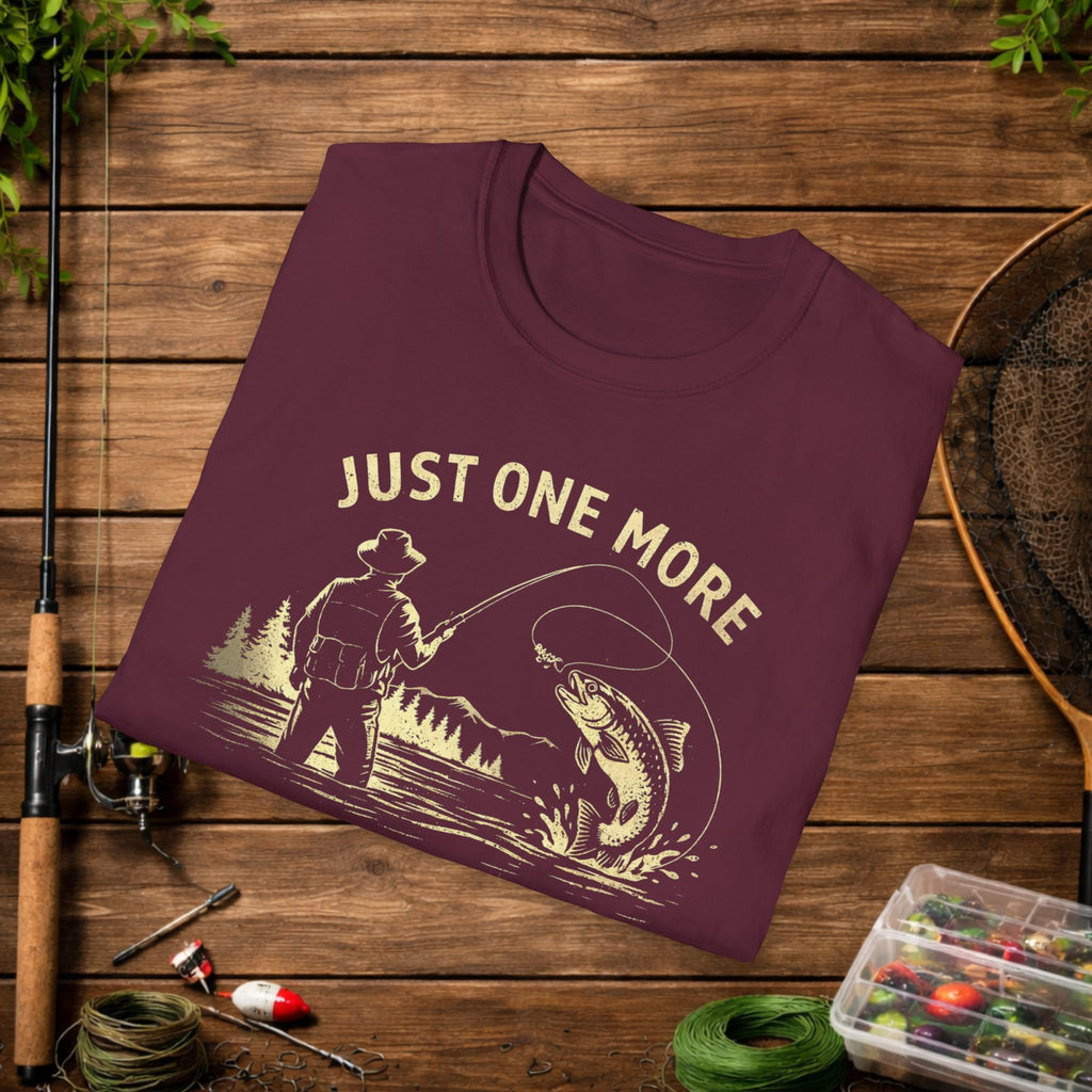 Fishing T-Shirt — "Just One More Cast" Vintage Angler Tee