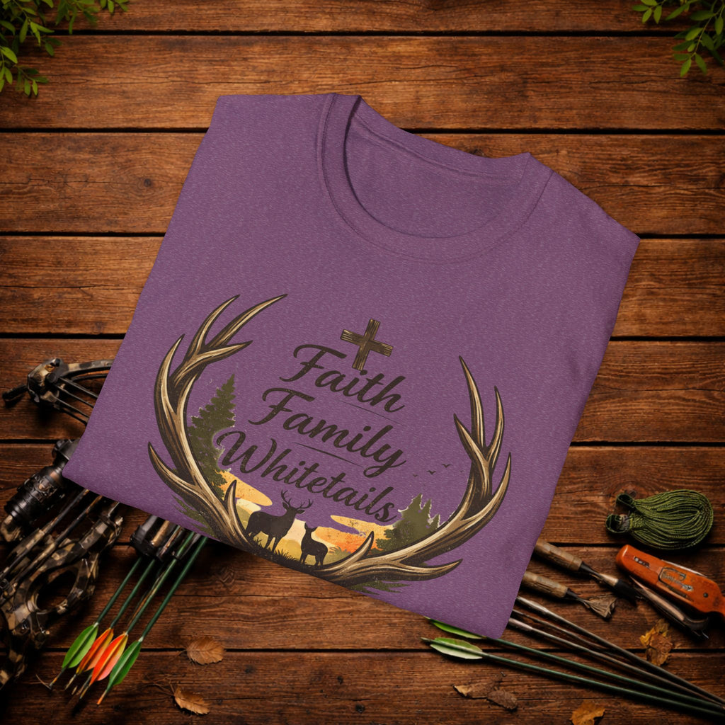 Faith Family Whitetails Shirt – Raised Wild Deer Hunting Tee – Christian Hunting Shirt – Whitetail Hunter Apparel