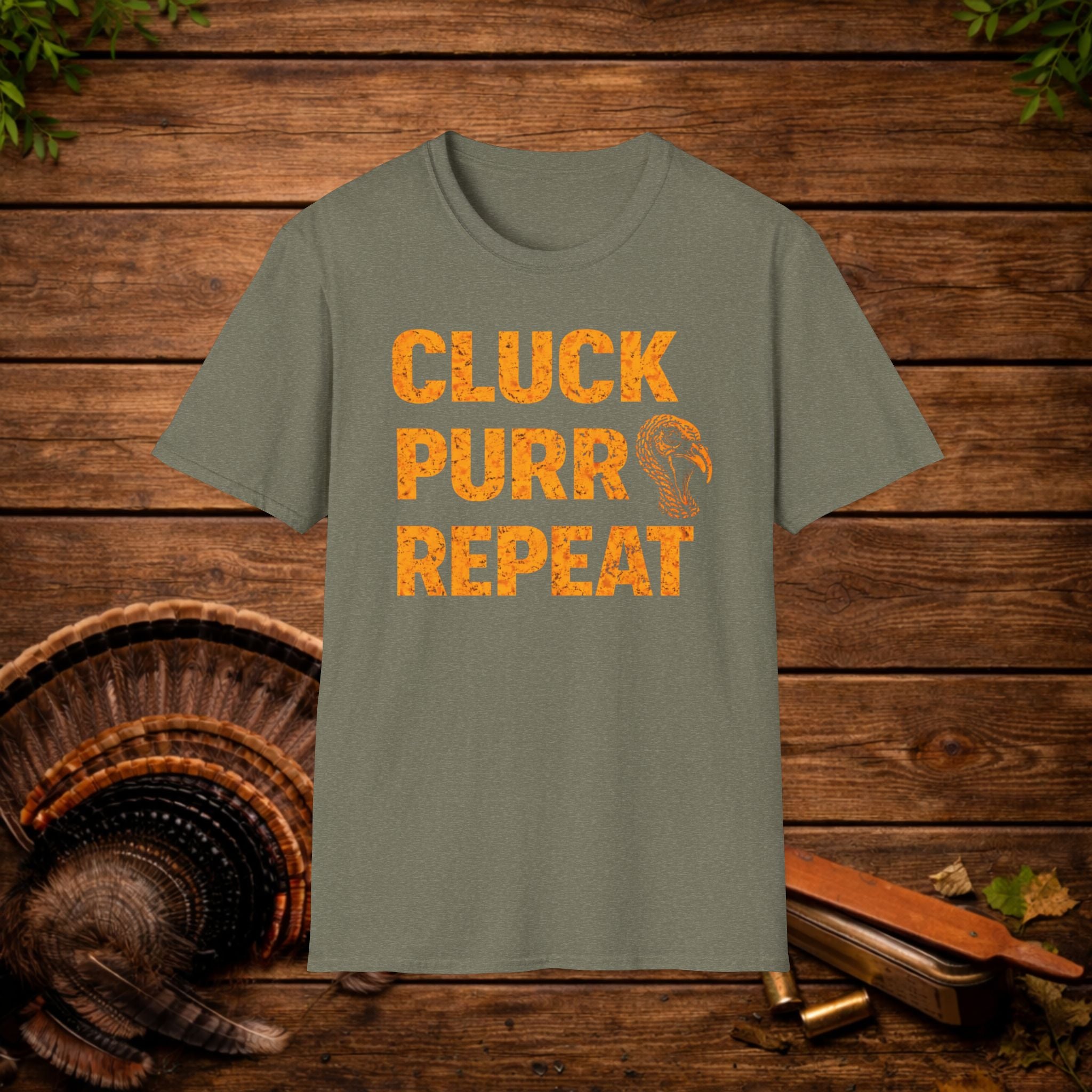 Cluck Purr Repeat Turkey Hunting Shirt – Turkey Calling Tee – Spring Turkey Season Hunter Shirt – Gobbler Hunting Apparel