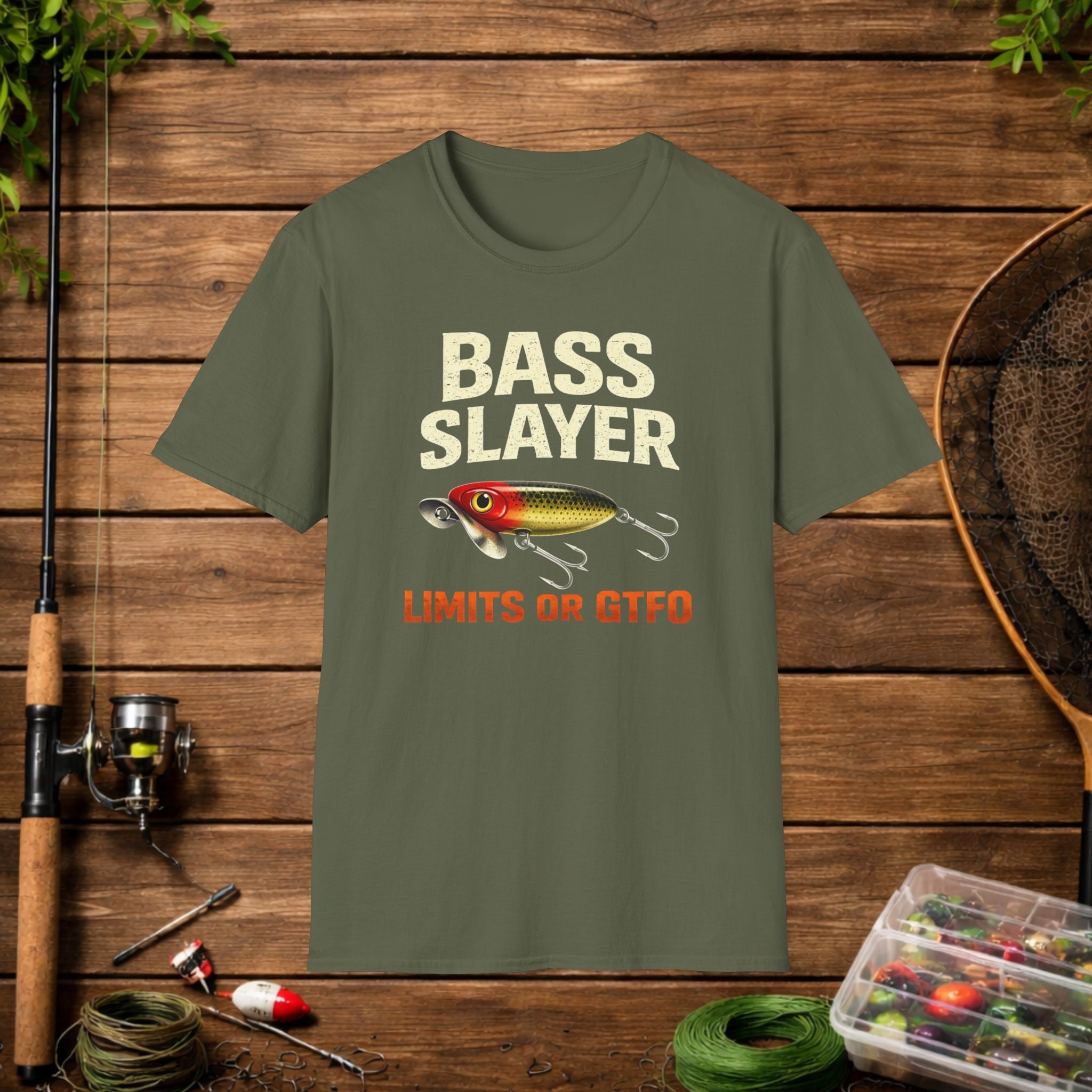 Bass Slayer Shirt – Limits or GTFO Fishing Tee – Topwater Bass Fishing Shirt – Jitterbug Lure Angler Shirt