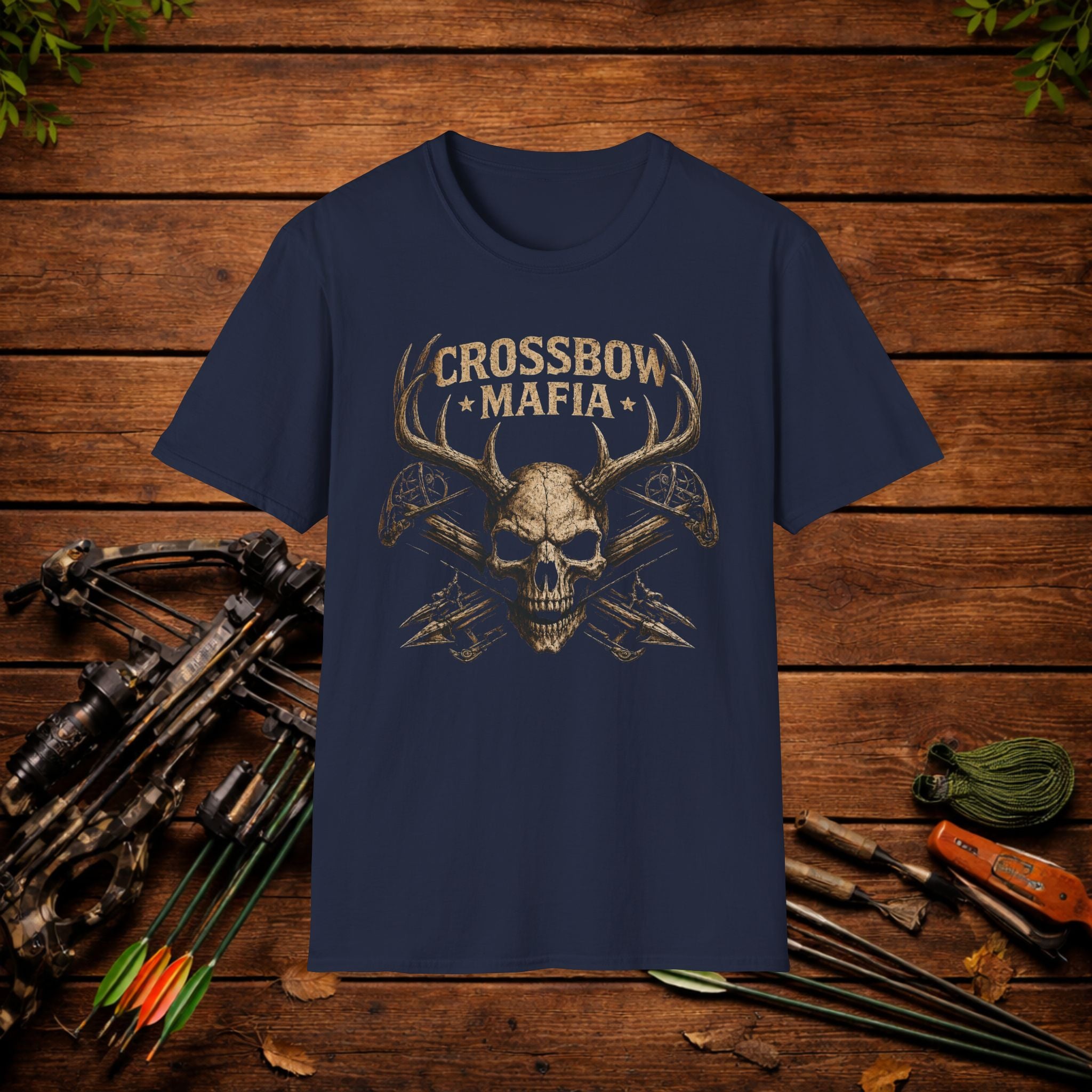 Crossbow Mafia T-Shirt — Skull & Antlers Hunting Graphic Tee