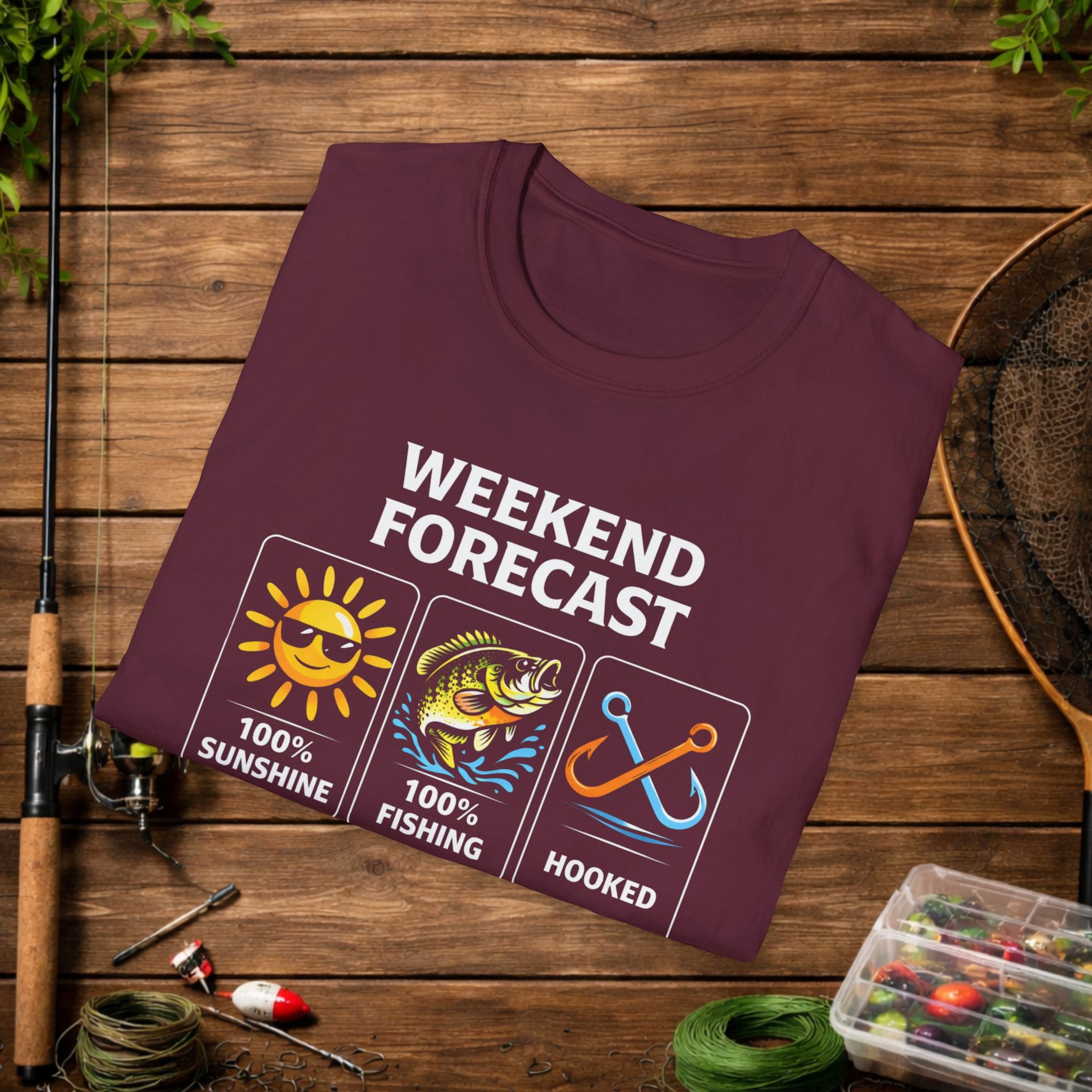 Weekend Forecast Fishing Shirt – Funny Fishing Weather Graphic Tee