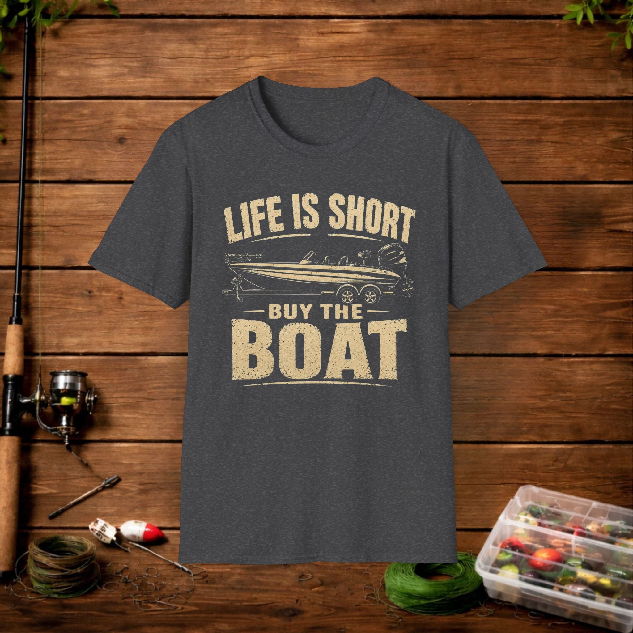 Boat T‑Shirt — "Life Is Short, Buy The Boat" Vintage Fishing Tee