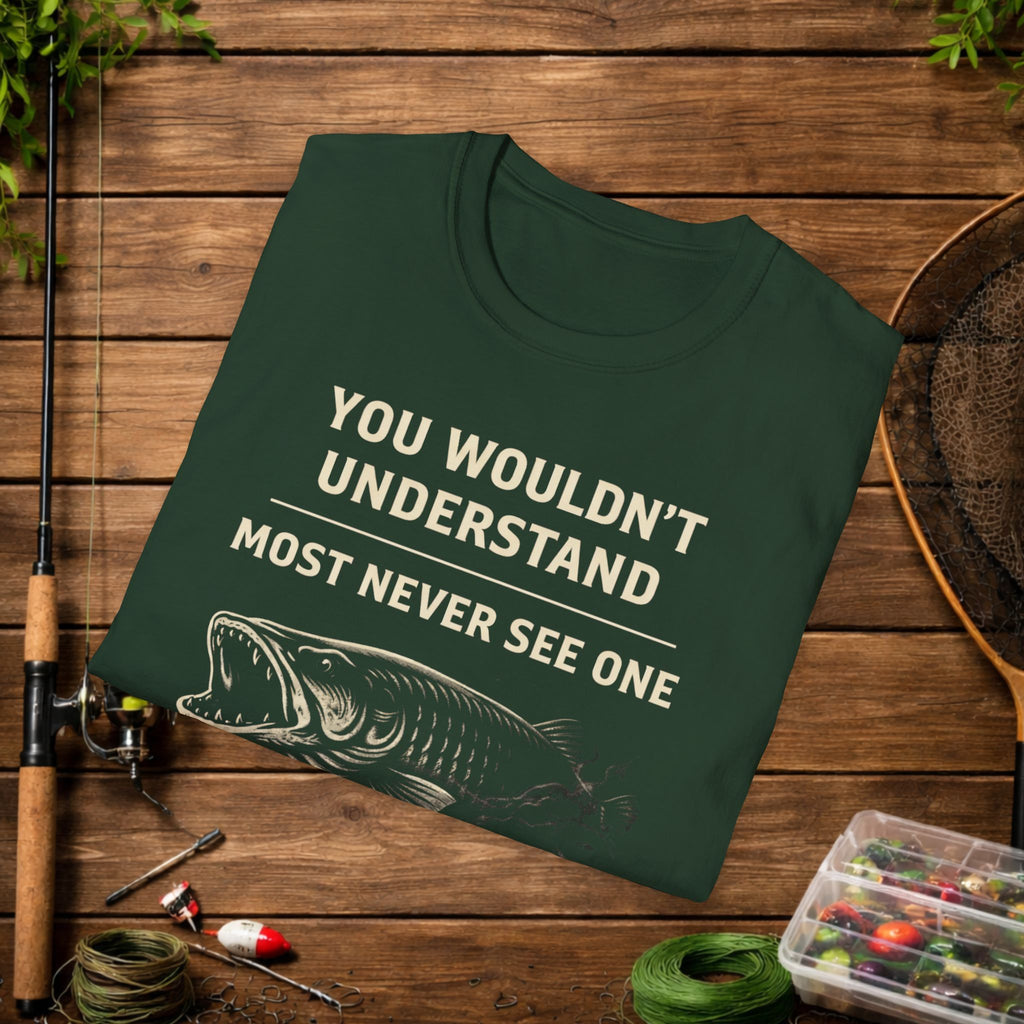 Musky Fishing Shirt Black – You Wouldn’t Understand – Most Never See One – Grim Muskie Angler Tee – Dark Fishing T-Shirt