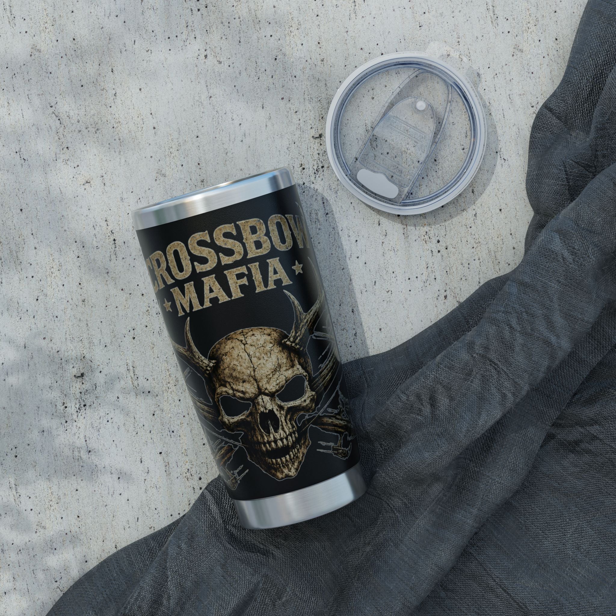 Crossbow Mafia 20oz Tumbler — Skull Hunting Travel Mug