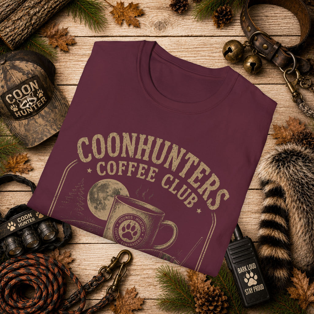 Coonhunters Coffee Club T-Shirt — Vintage Moon & Mug Graphic