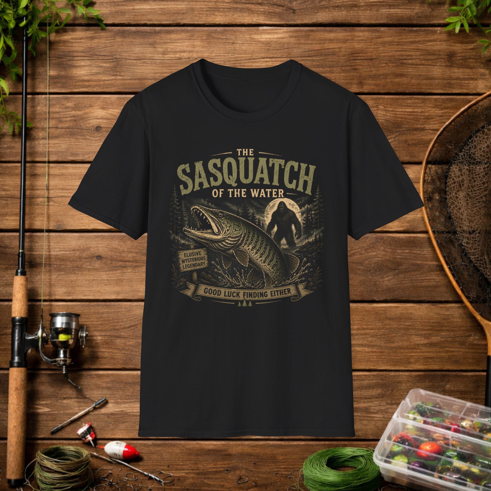 Sasquatch of the Water T-Shirt — Fishing Monster Graphic Tee