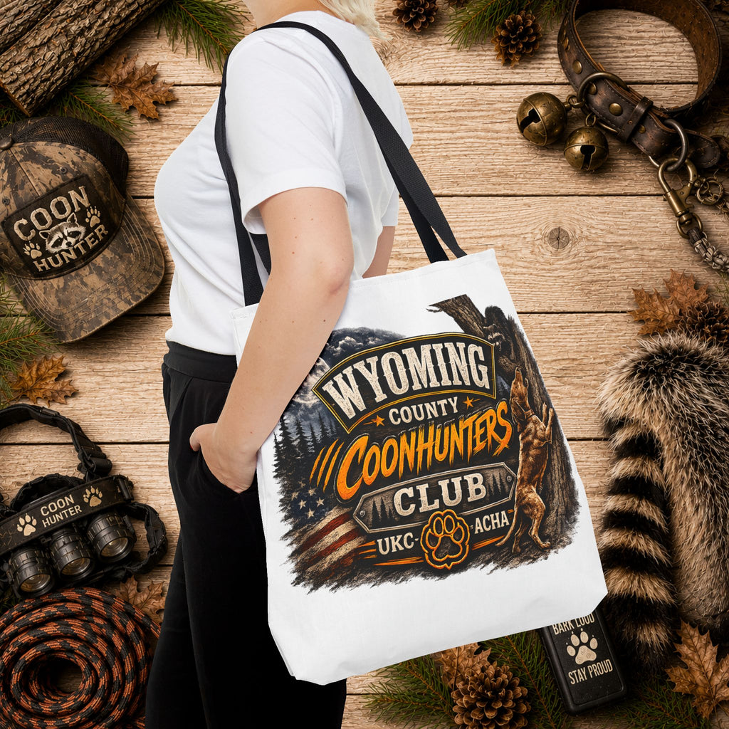 Coonhunters Club Wyoming Tote Bag — Vintage Hunting Patch Design