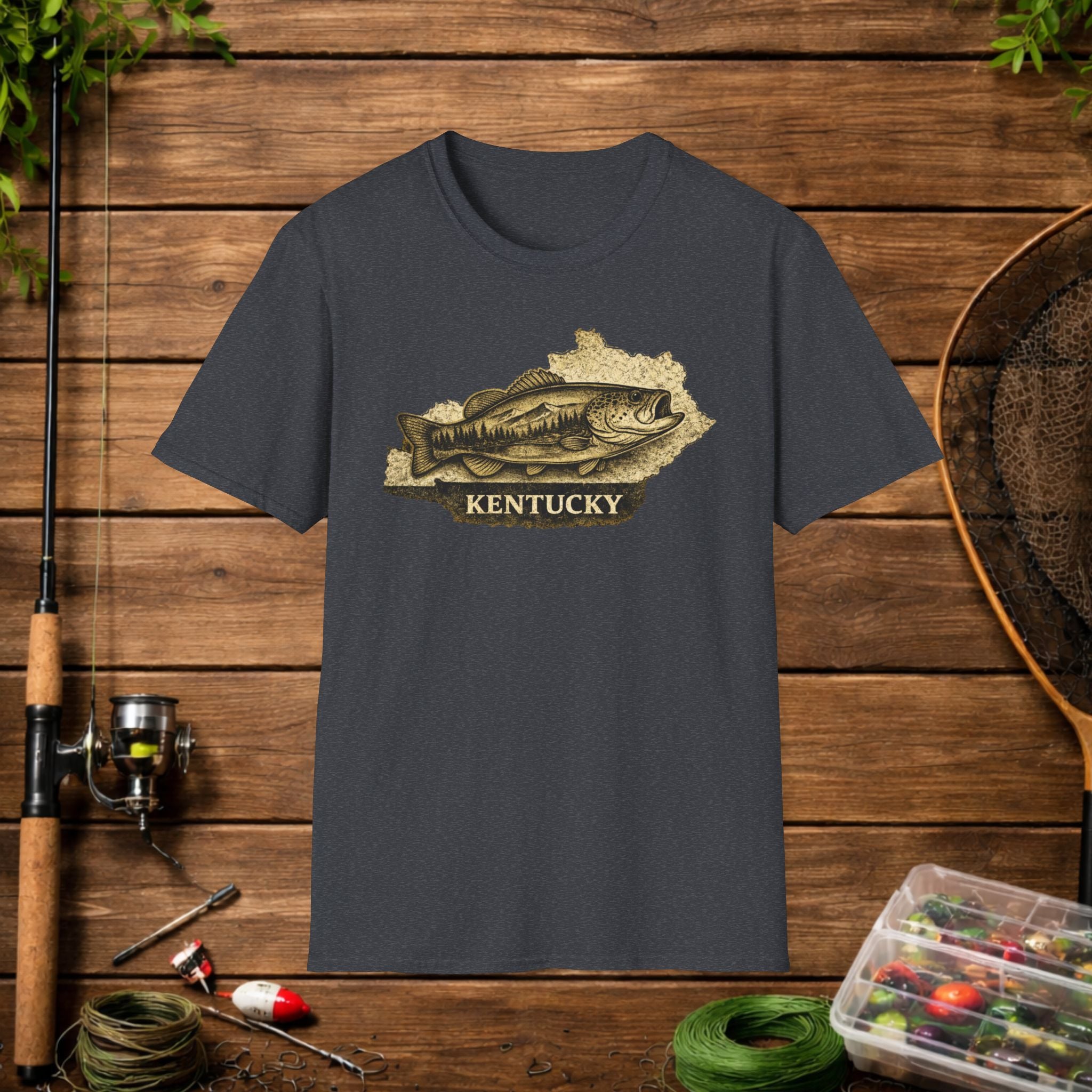 Kentucky Bass Fishing Shirt – Vintage Kentucky Angler Tee – Largemouth Bass Fishing Apparel – Fisherman Gift
