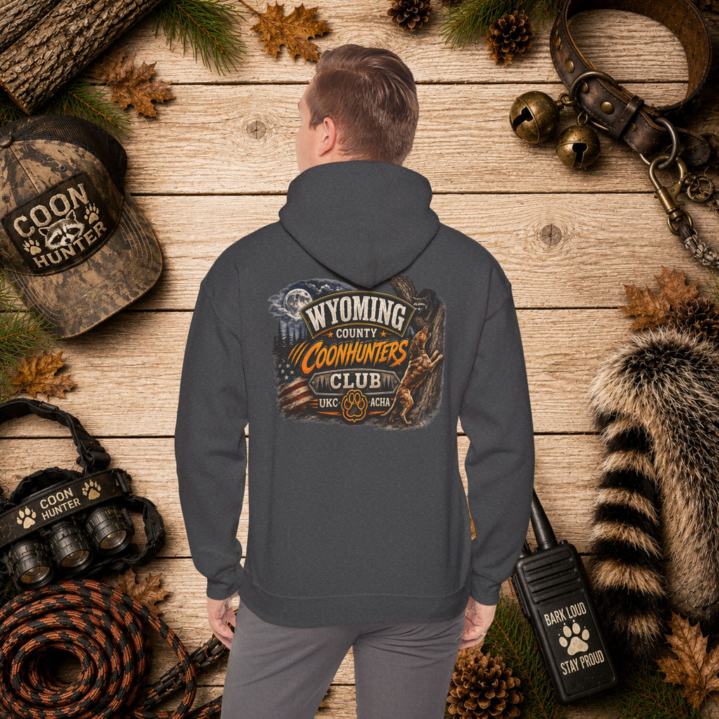 Wyoming Coonhunters Club Hoodie – Dual print badge front/banner back