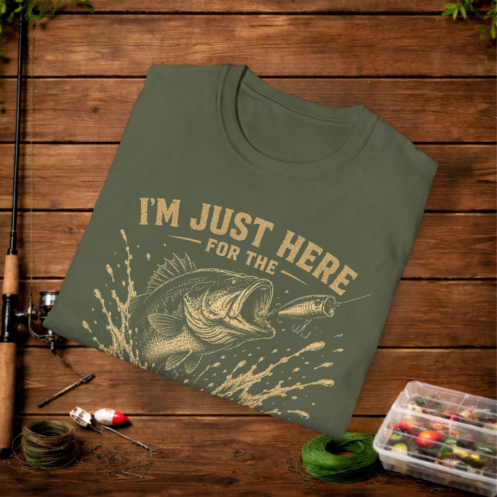 Fishing T-Shirt — "I'm Just Here for the Topwater Blowups" Graphic Tee