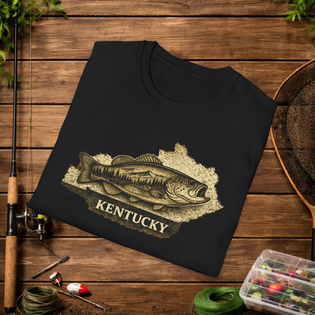 Kentucky Bass Fishing Shirt – Vintage Kentucky Angler Tee – Largemouth Bass Fishing Apparel – Fisherman Gift