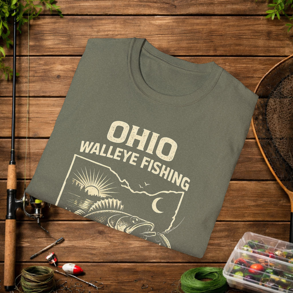 Ohio Walleye Fishing Shirt – Vintage Ohio Angler Tee – Lake Erie Walleye Fishing Apparel – Fisherman Gift