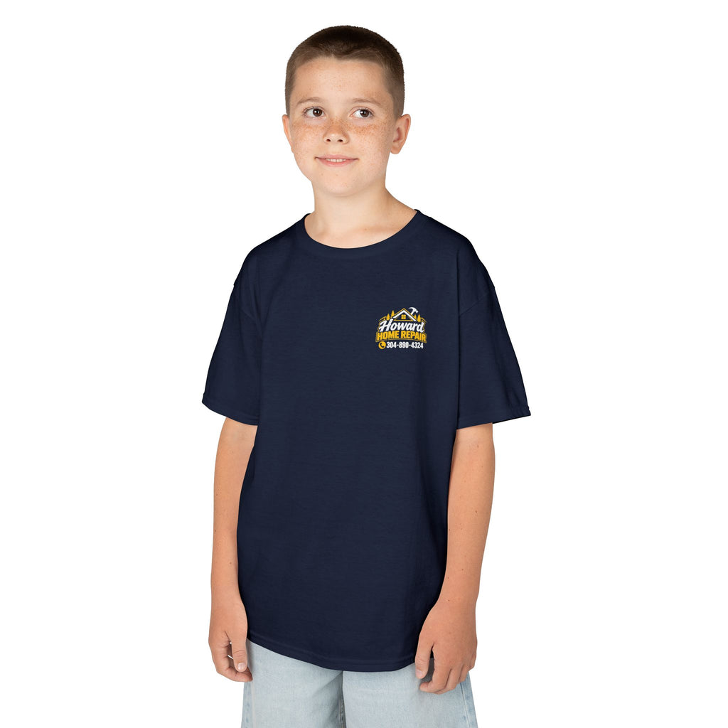 Kids Tee — "Howard Home Repair" Logo Back | Kids Workwear T‑Shirt, Phone Number