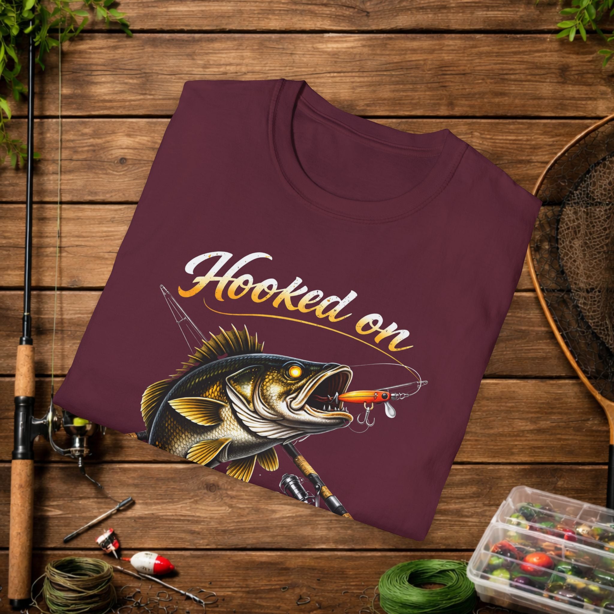 Hooked on Walleye Life Fishing Shirt – Walleye Angler Tee – Funny Walleye Fishing Apparel – Fisherman Gift