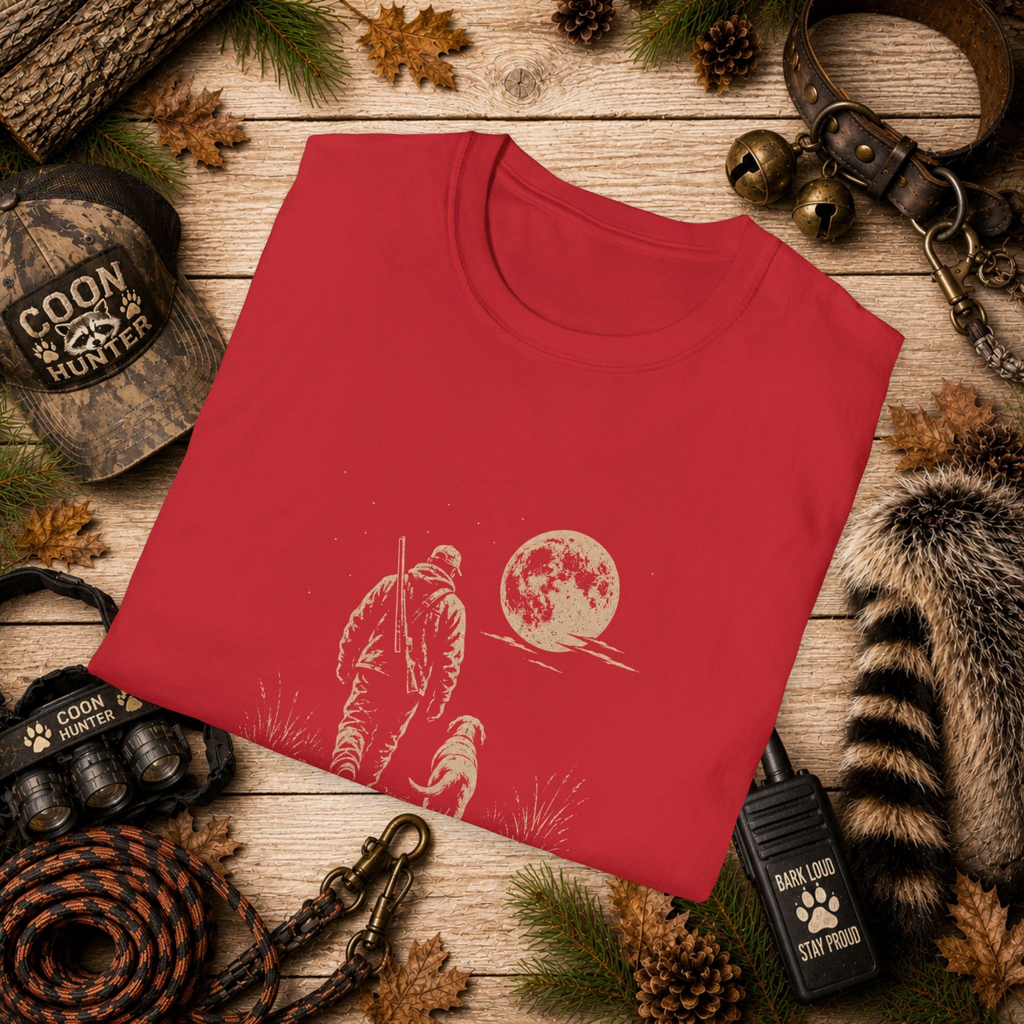 Long Walk Home Coon Hunting T-Shirt | Moonlit Houndsman & Dog Graphic Tee | Wild Wonderful Wear
