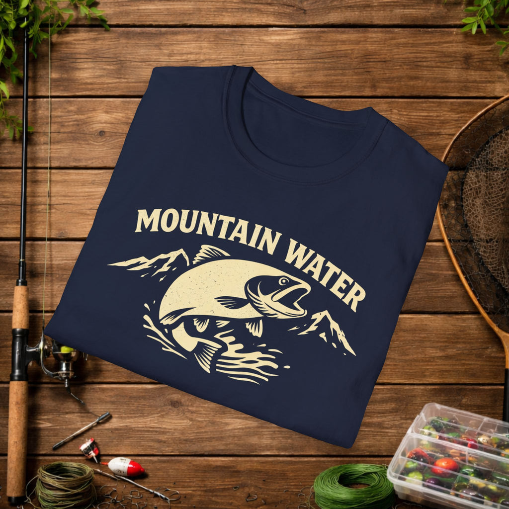 Mountain Water Fishing Shirt – Vintage Trout Angler Tee – Outdoor Fisherman Gift – Lake & River Fishing Graphic T-Shirt