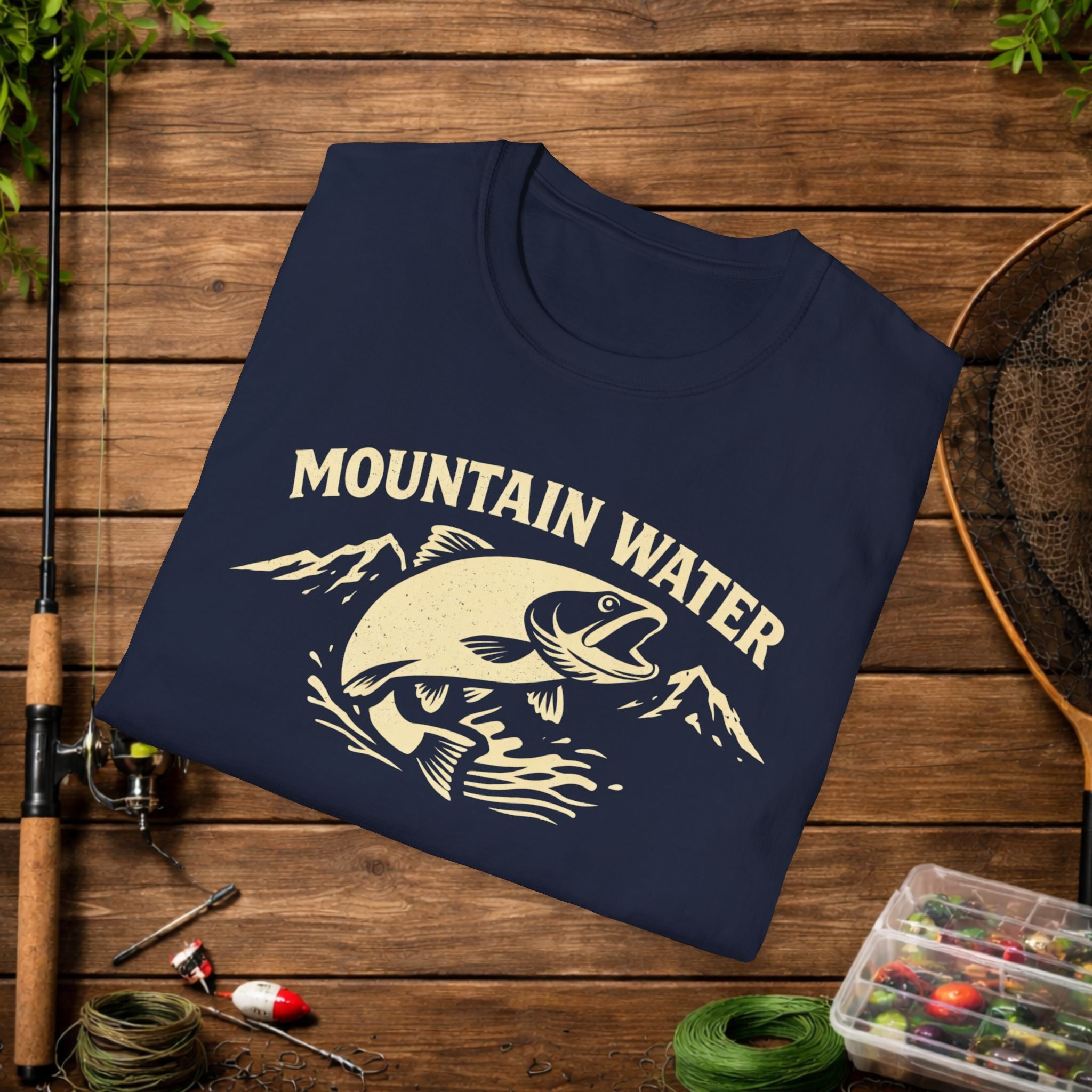Mountain Water Fishing Shirt – Vintage Trout Angler Tee – Outdoor Fisherman Gift – Lake & River Fishing Graphic T-Shirt