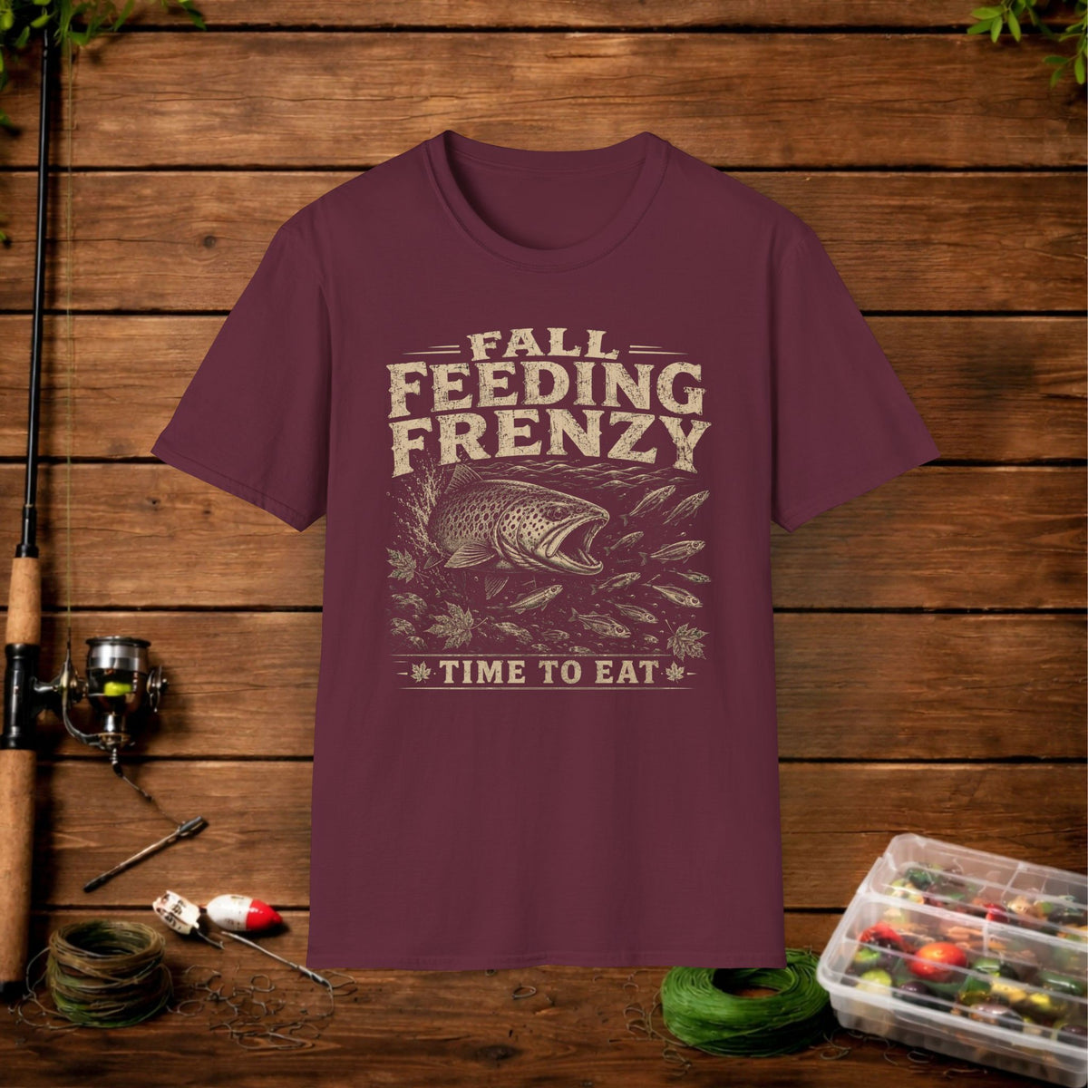 Fall Feeding Frenzy Fishing T‑Shirt — Time to Eat Angler Tee
