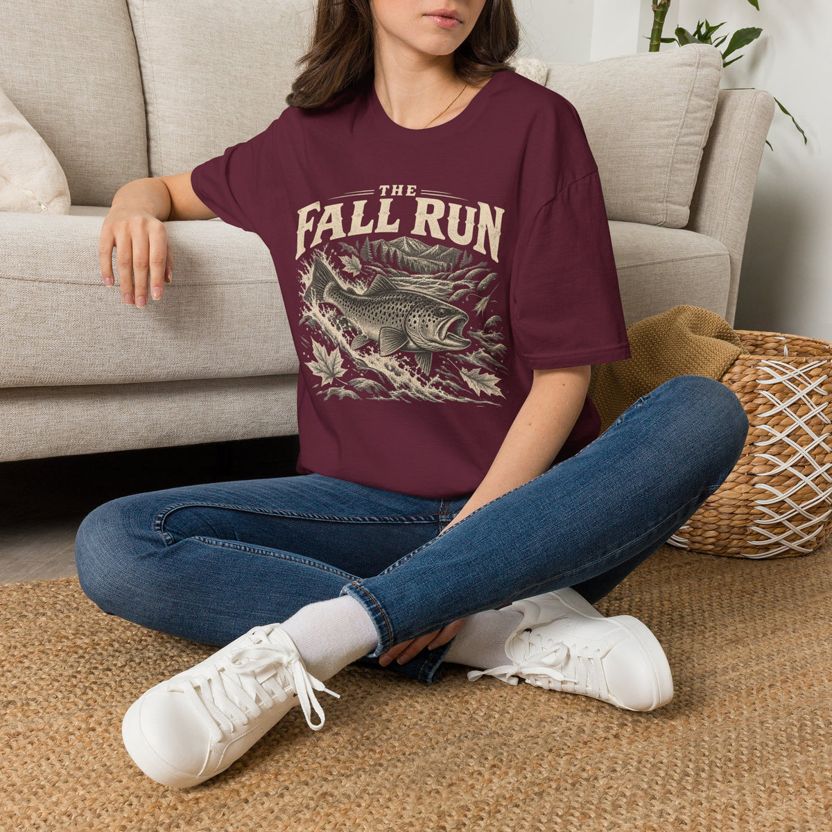 The Fall Run Fishing T-Shirt — Vintage Trout Design