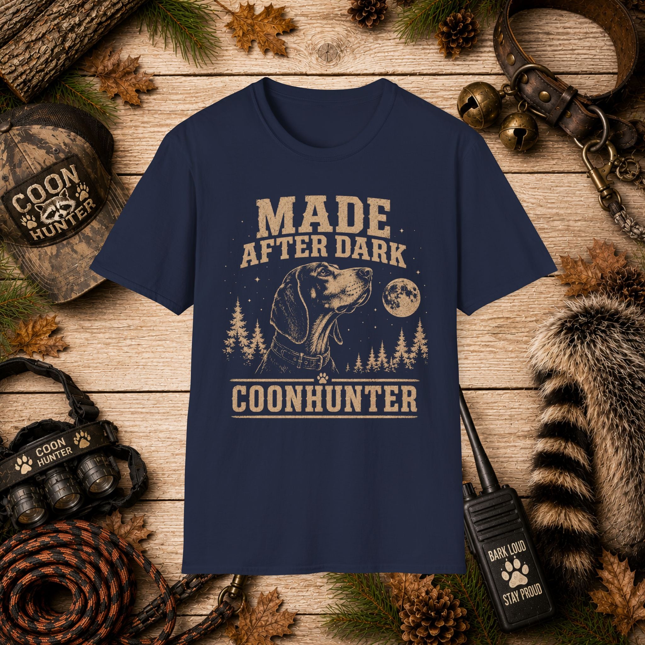 Made After Dark Coonhunter T-Shirt | Vintage Night Hunting Coonhound Tee | Wild Wonderful Wear